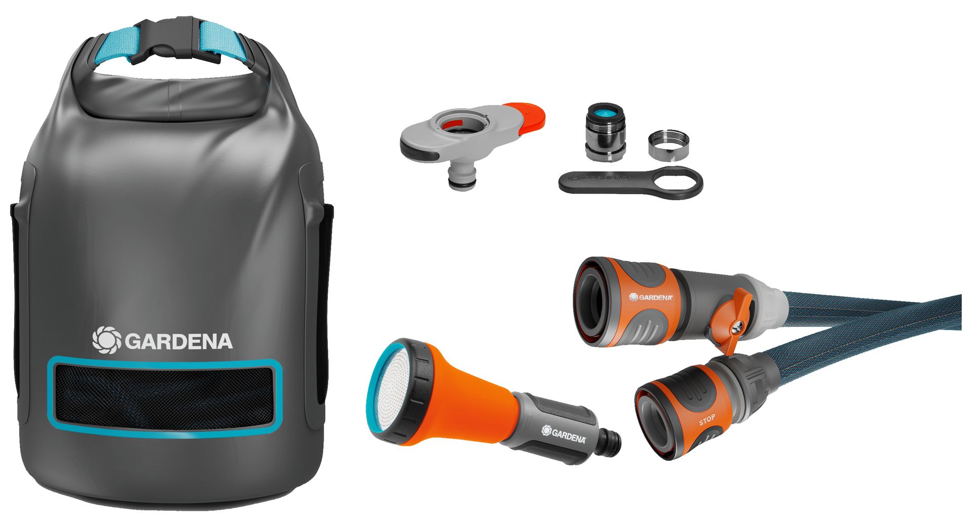 GARDENA Textilschlauch Liano Xtreme Set mit Hahnverbinder für Indoor-Wasserhähne und Aufbewahrungstasche 10 m 1/2" 18491-90