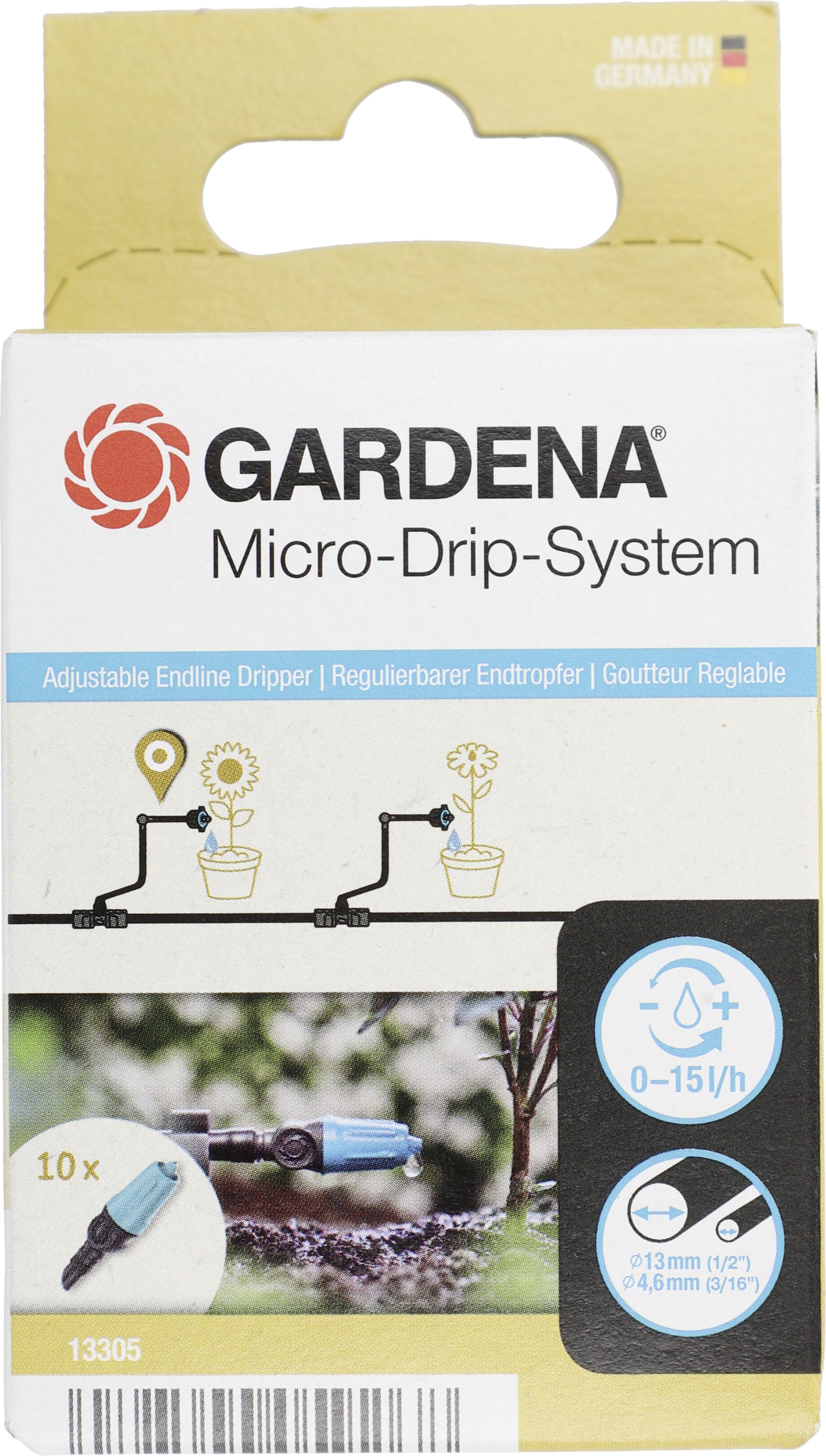 GARDENA Micro-Drip-System Regulierbarer Endtropfer Bewässerung für Topfpflanzen 13305-20