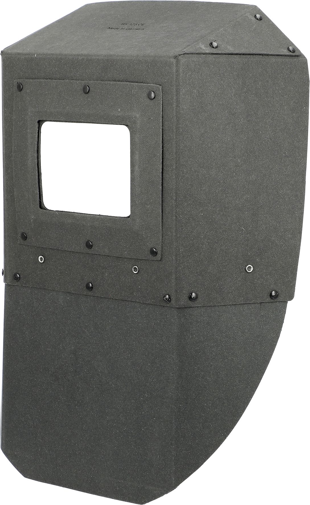 Freisicht-Schutzschild aus Diamantfiber, schwarz, Filterkassette 110 x 90 mm, verstärkt mit Blechsteg, ohne Gläser