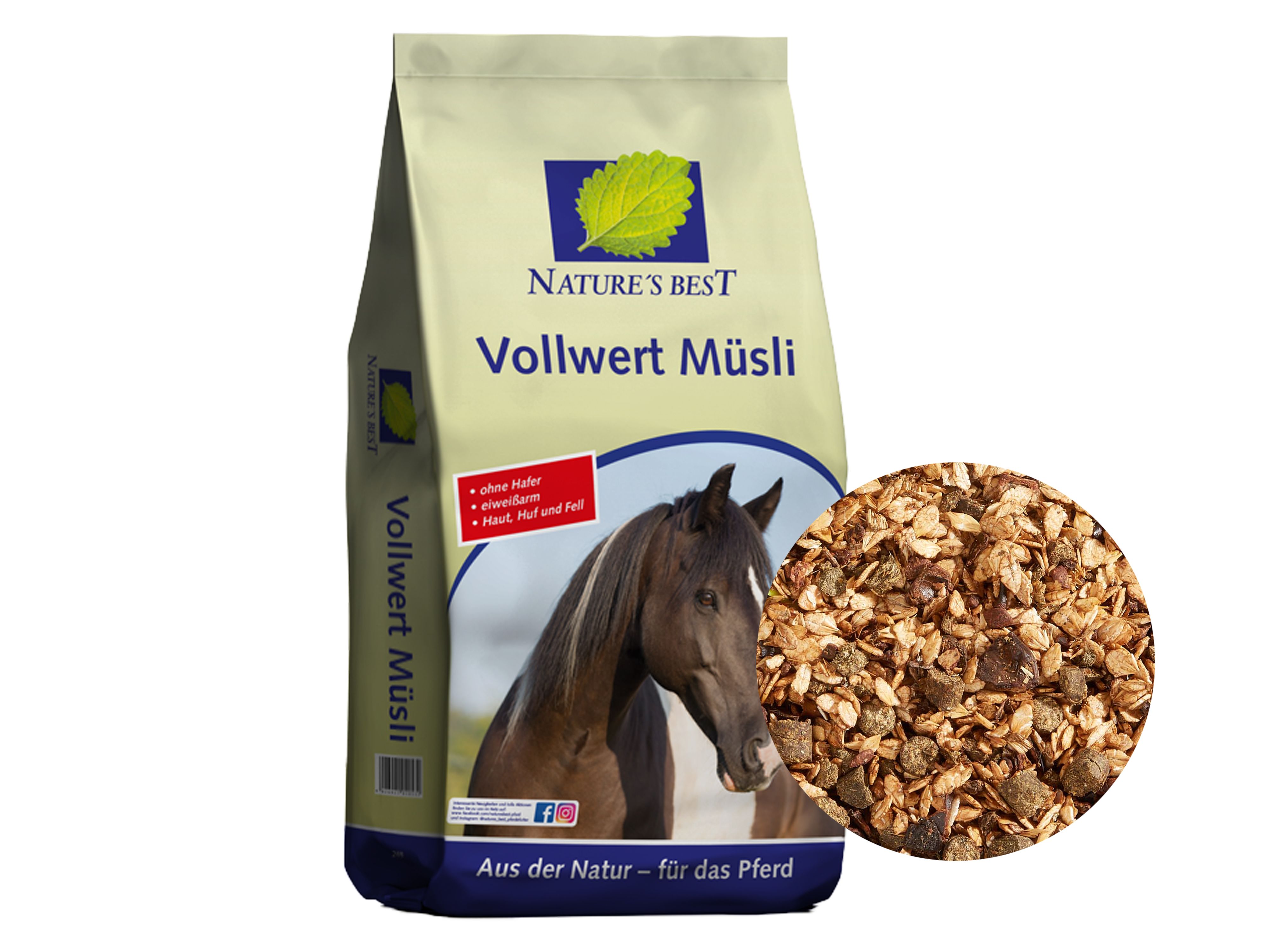 NATURE ́S BEST Vollwert Müsli energiereduziert für leichtfuttrige Pferde und Ponys 20 kg Sack