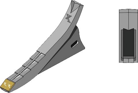 Industriehof Scharspitze "eXtreme Carbide Line" 450 x 70 x 38 mm, hartmetallbeschichtet, für Tiefenlockerer Gaspardo, Maschio Artiglio, 101.EXT-1079