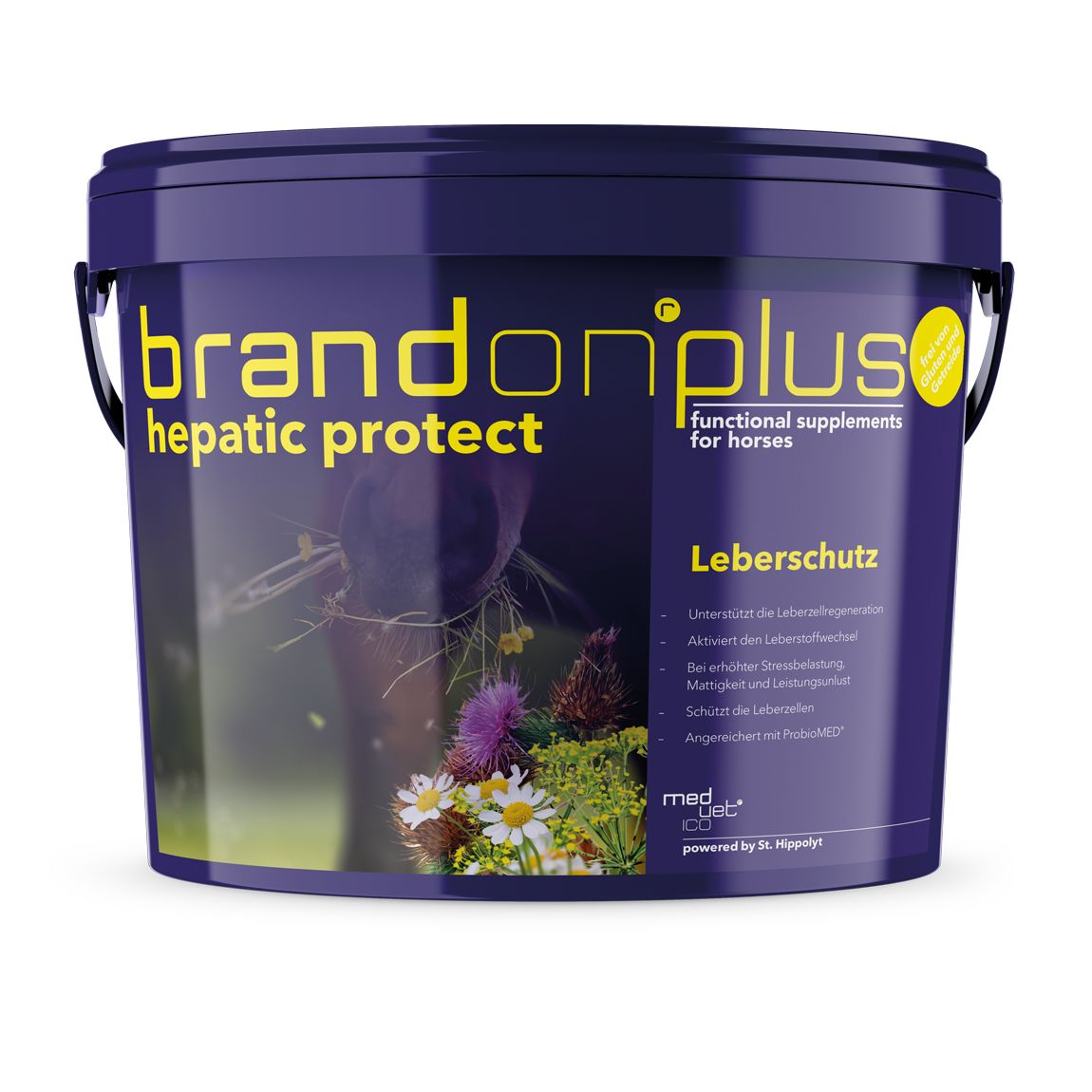 St. Hippolyt Medvetico Brandon plus hepatic protect mit Wirkstoffen für die Leber von Pferden 3 kg Eimer