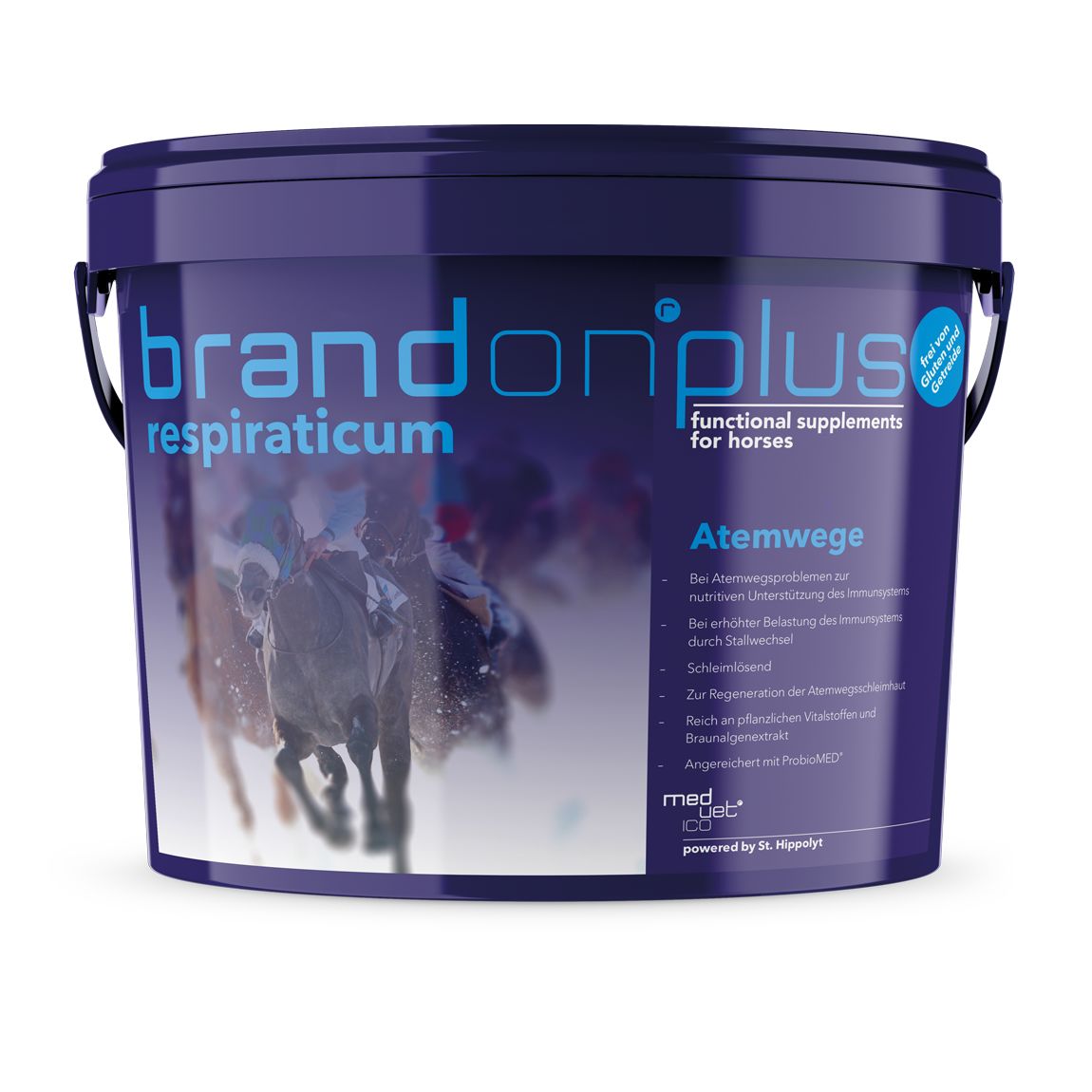 St. Hippolyt Medvetico Brandon plus respiraticum mit Wirkstoffen für die Atemwege von Pferden 3 kg Eimer
