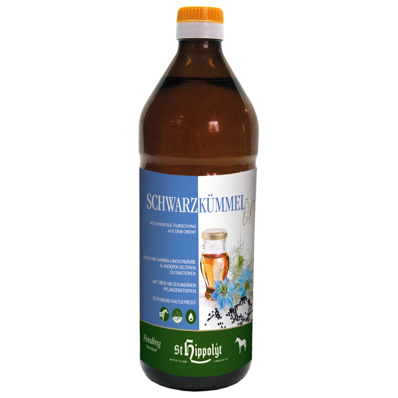 St. Hippolyt Schwarzkümmelöl mit ungesättigten Fettsäuren 0,75 l Flasche