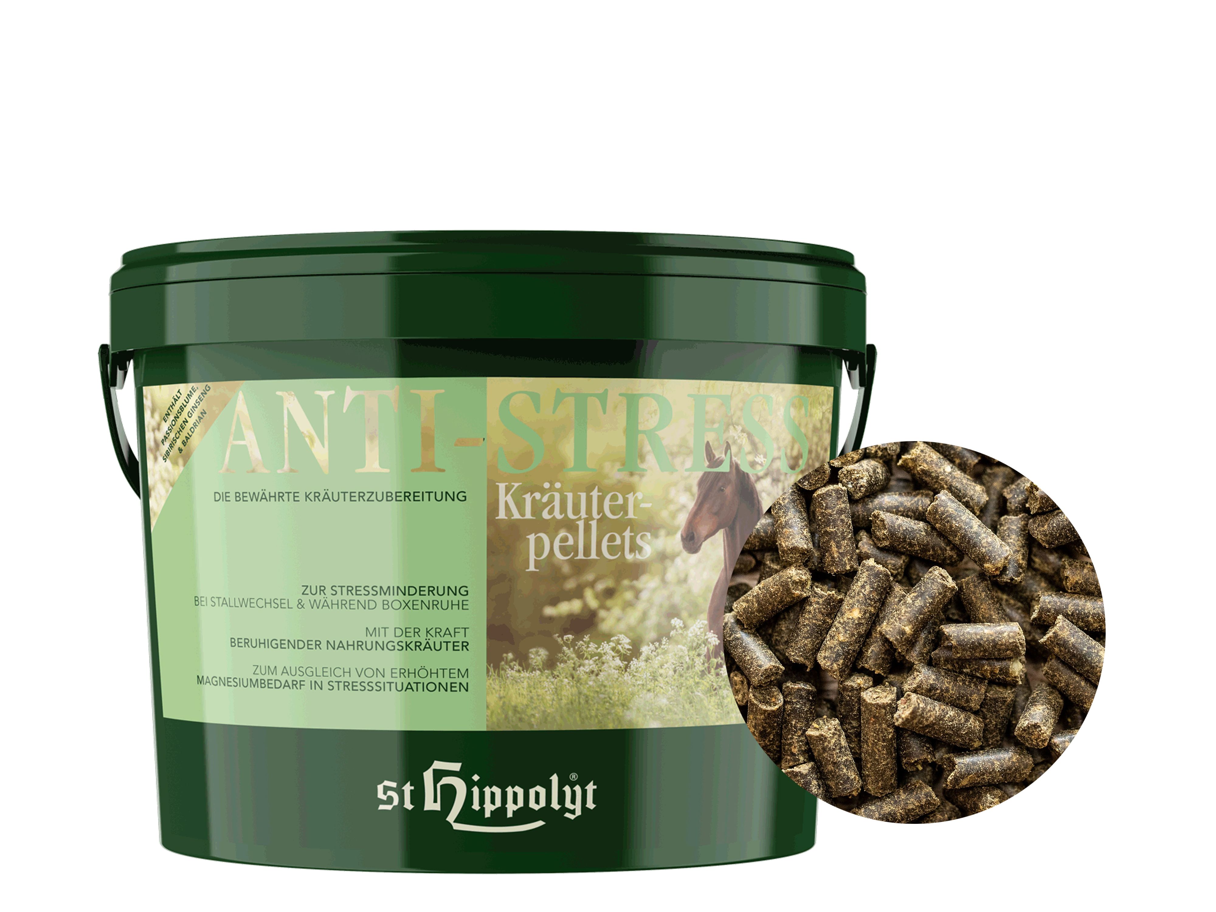St. Hippolyt Hippolyt Anti-Stress-Pellets mit Kräutern und Magnesium 10 kg Eimer
