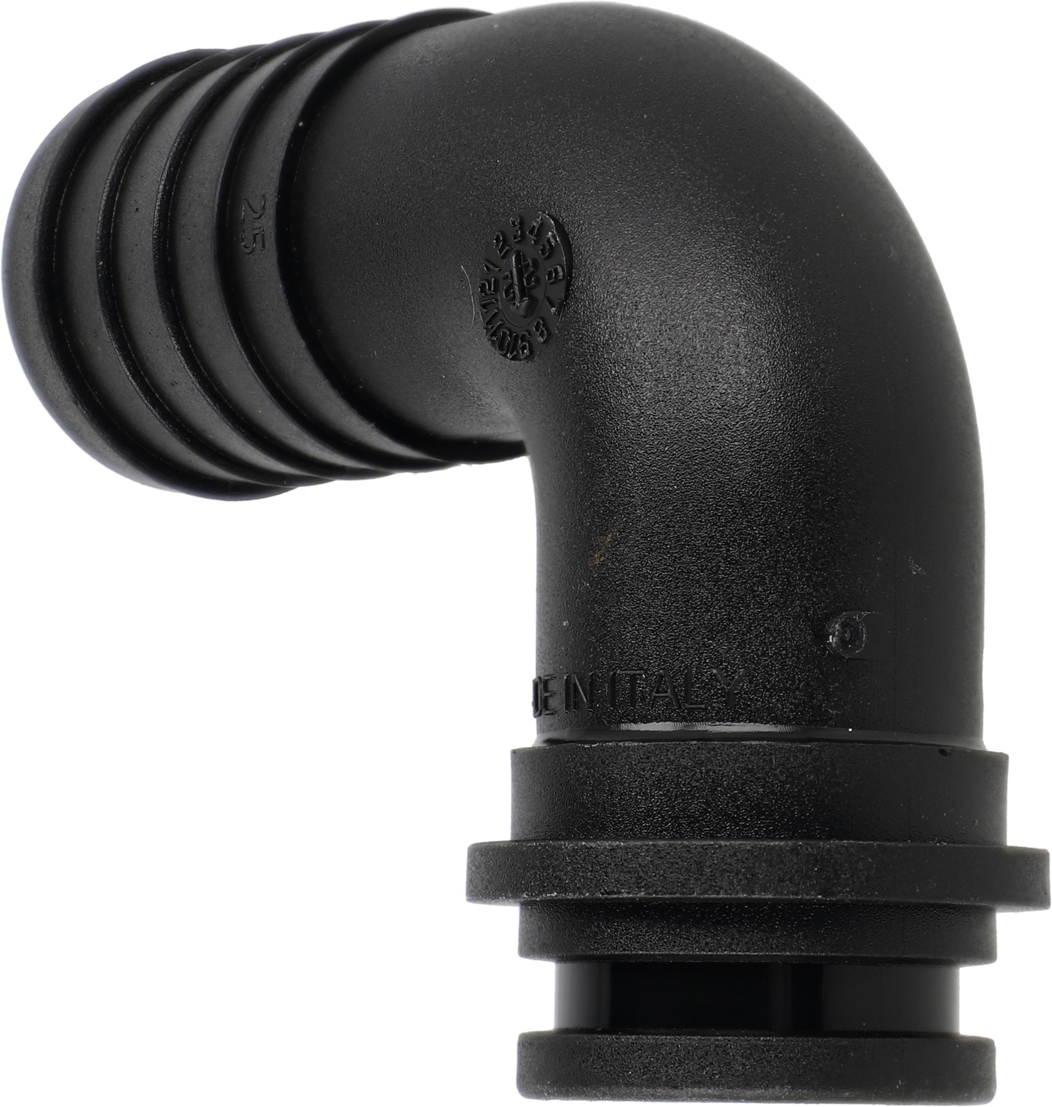 Agrotop Schlauchanschluss Ø Tülle 25 mm 90 ° gebogen, für Überwurfmutter/O-Ring G 1" IG BSP, 10661