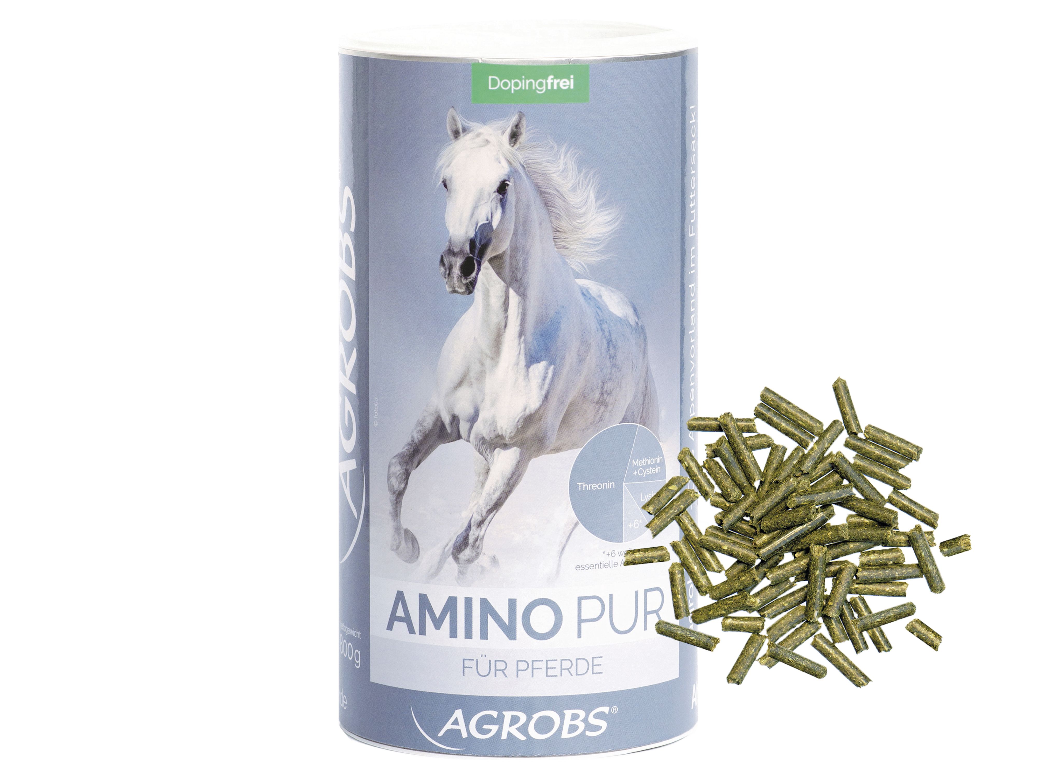 AGROBS Amino pur mit Nährstoffen für die Muskulatur von Pferden 0,8 kg Dose