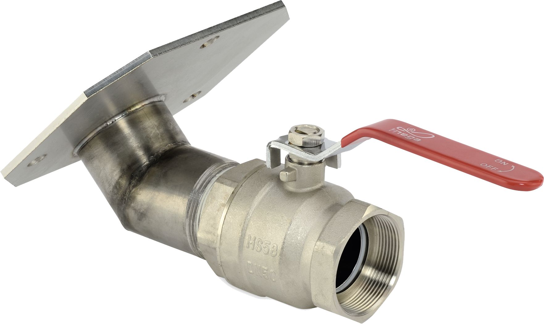 Cemo Auslaufhahn 4" IG, mit Edelstahlflansch, Messing vernickelt, für GFK-Fässer eckig 8.000 bis 15.500 l, 11348
