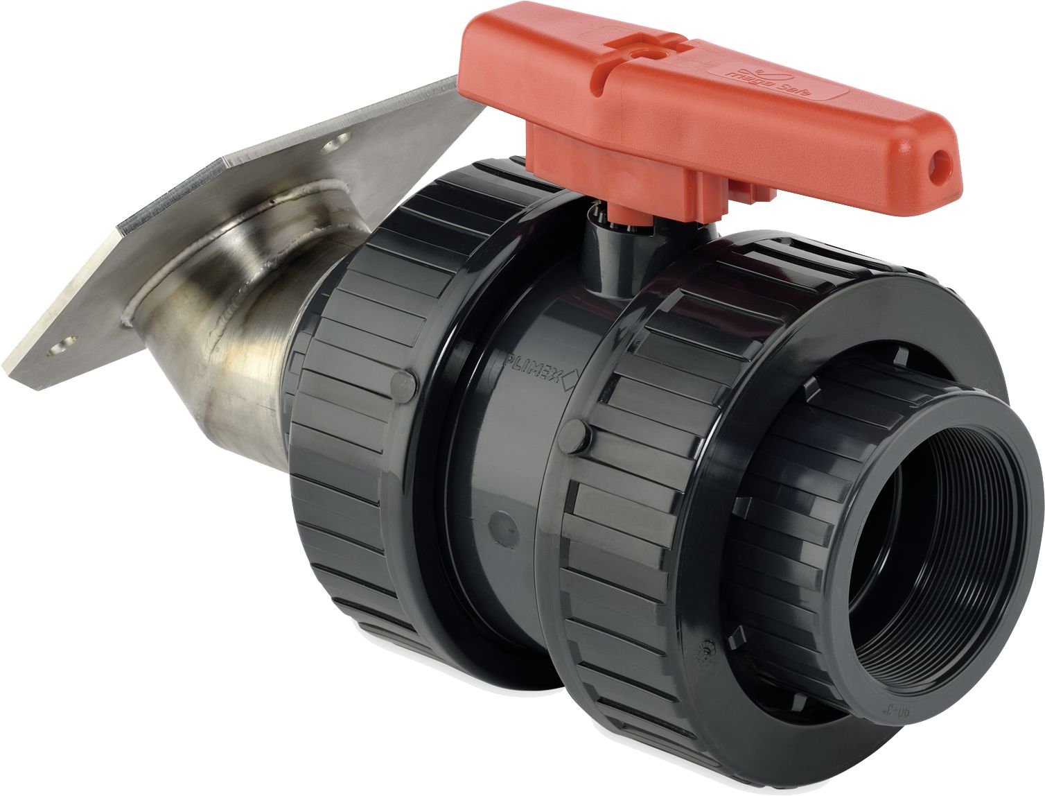 Cemo Kugelhahn 3" IG, mit Edelstahlflansch, PVC (Polyvinylchlorid), für GFK eckig 8.000 – 15.500 l, 8182