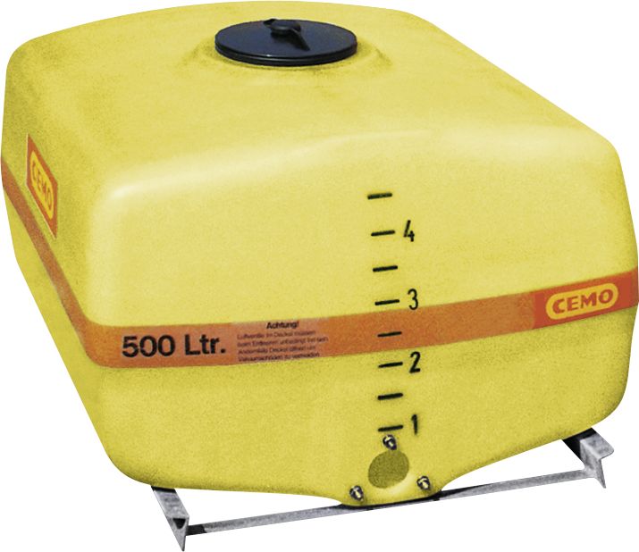 Cemo Fass 500 l kurz, Schraubdeckel, mit Stahlkufen, GFK, rechteckig, gelb, 5944
