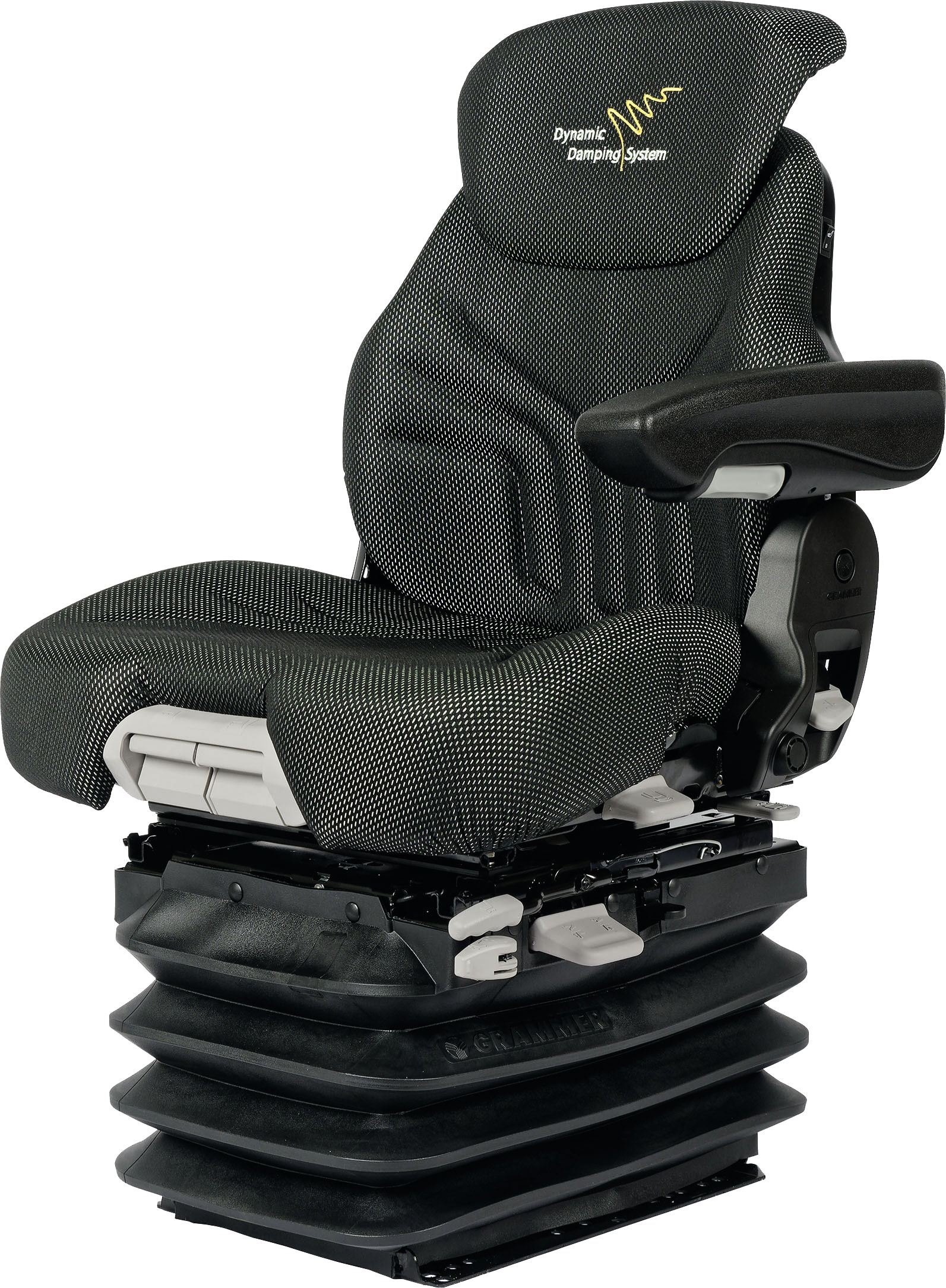 Grammer Traktorsitz "Maximo Dynamic" für Fendt, Niederfrequenzfederung, Stoff, anthrazit/grün/silber