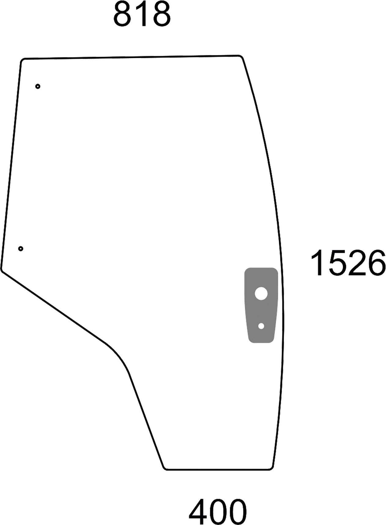 Türscheibe, grün, rechts, Siebdruck, für Traktor Massey Ferguson 5600, 7600