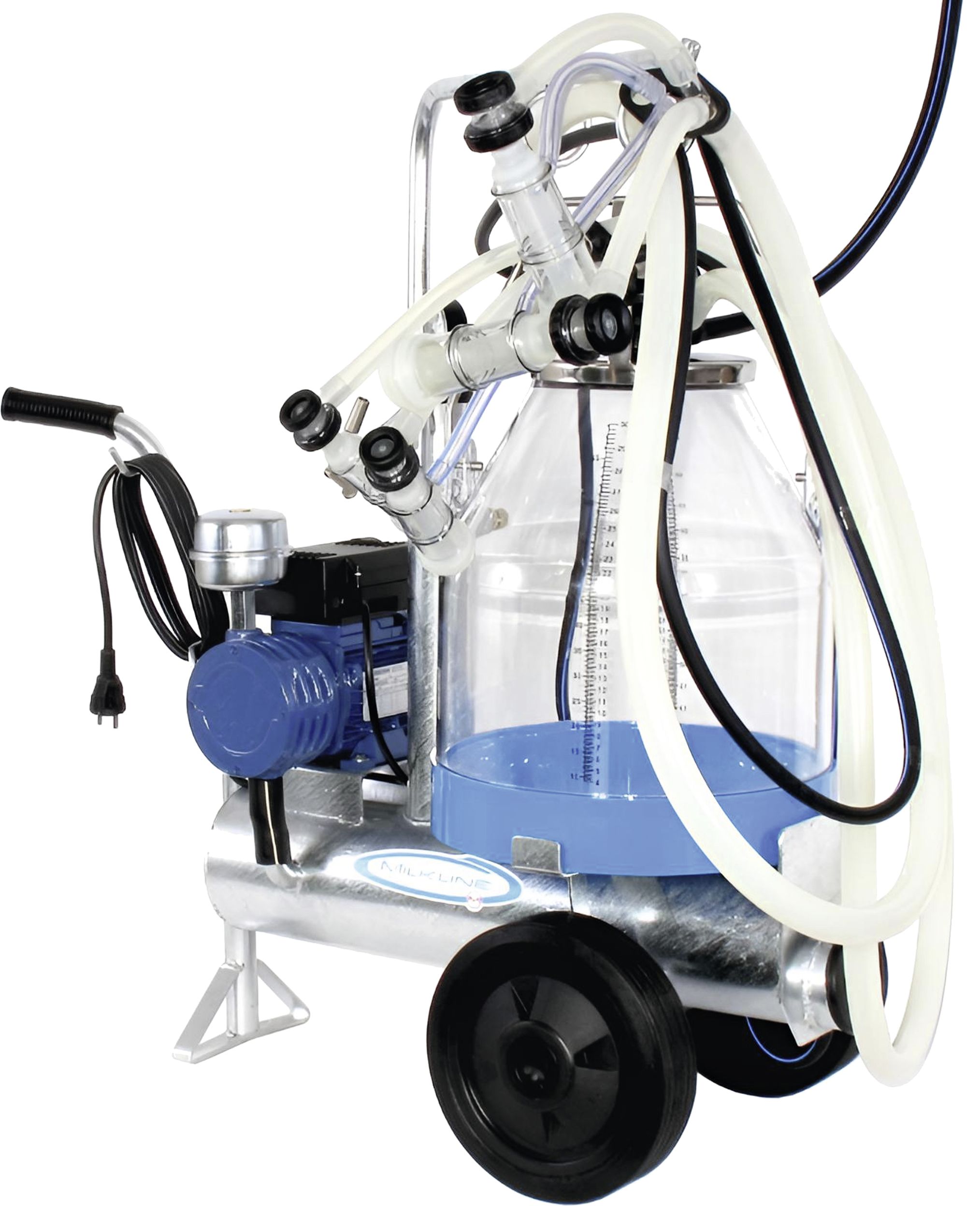 Melkanlage 30 l fahrbar, komplett, PVC-Melkeimer, zwei Melkzeuge, 140 l/min, für Ziegen/
