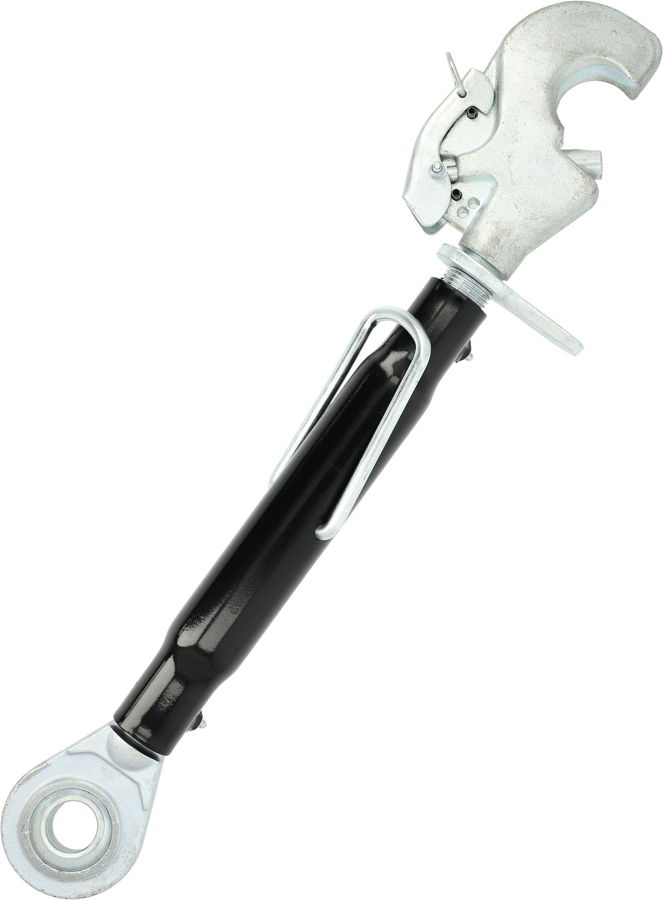 Oberlenker Kat. 3 extra schwer 800 – 1.120 mm, mit Fanghaken und Kugelgelenk, M 36 x 3, pulverbeschichtet (Hülse)