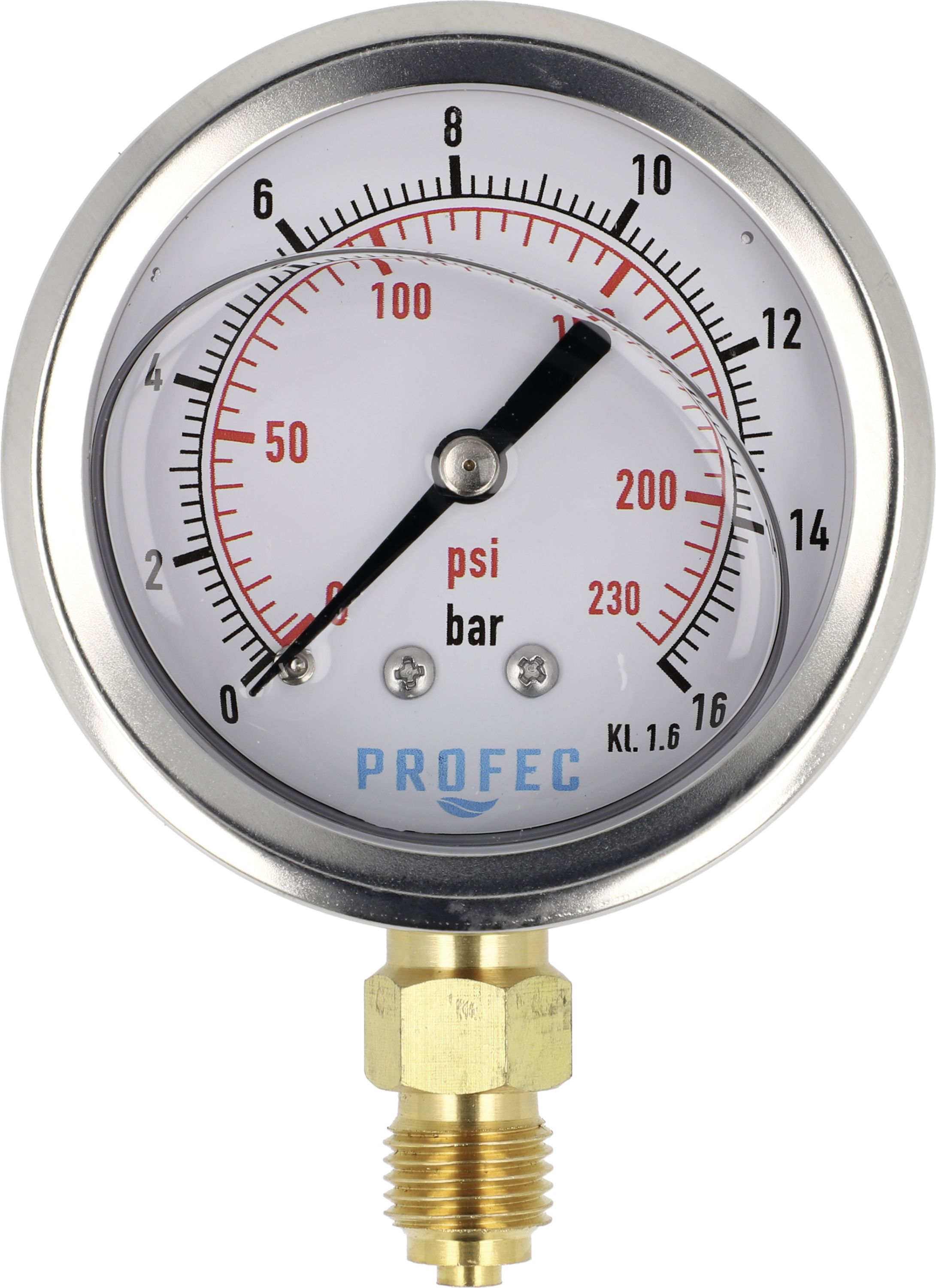 Glyzerin-Manometer 0 bis 6 bar, Anschluss 1/4" AG unten, Ø außen 63 mm