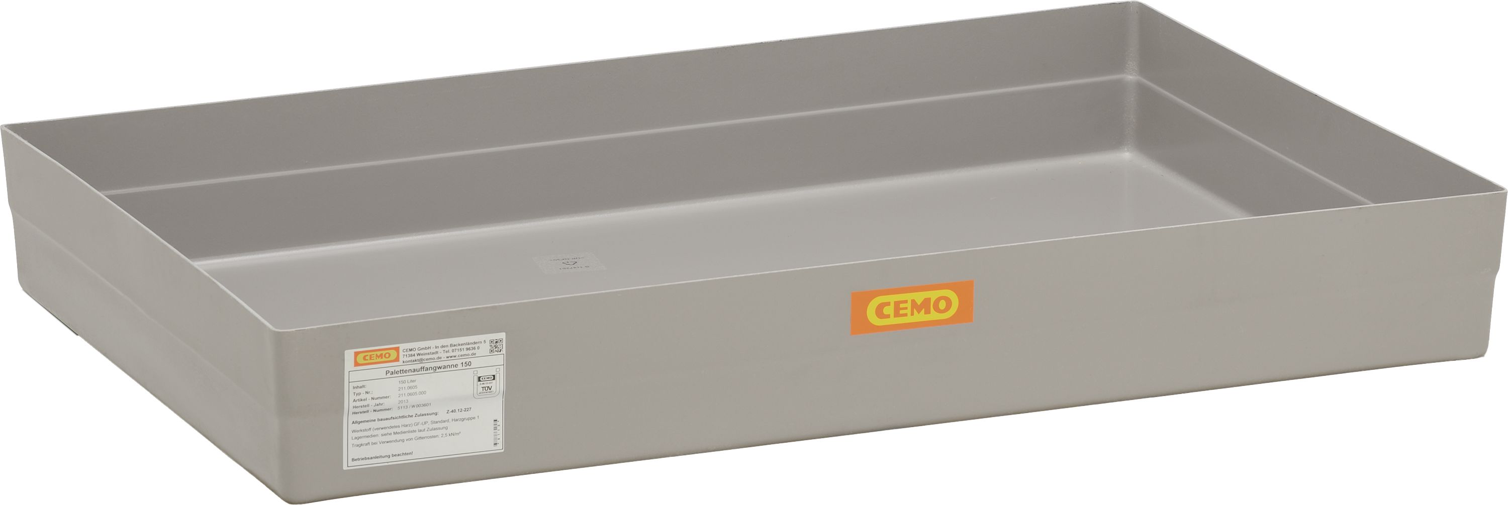 Cemo Auffangwanne 150 l, B x H x T: 120 x 16,5 x 80 cm, Paletten, ohne Befestigung, ohne Zulassung, 10382