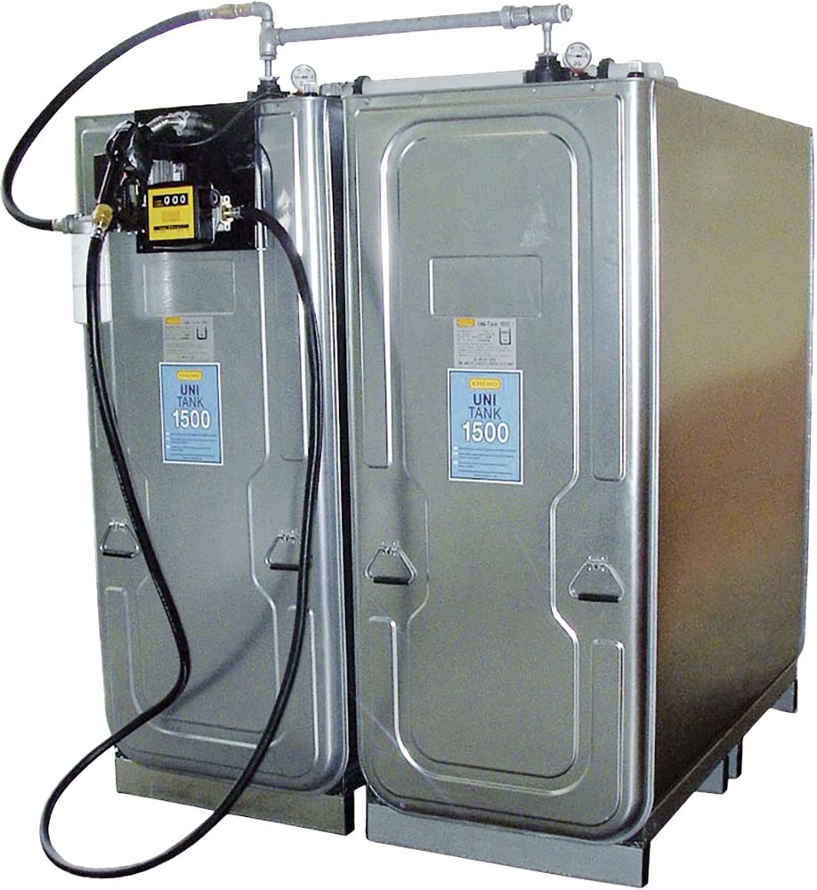 Cemo Tankanlage "Uni" 3.000 l, für Diesel; RME, stationär, 230 V-Pumpe, stationär, 2 x 1.500 Liter-Tank, 8822