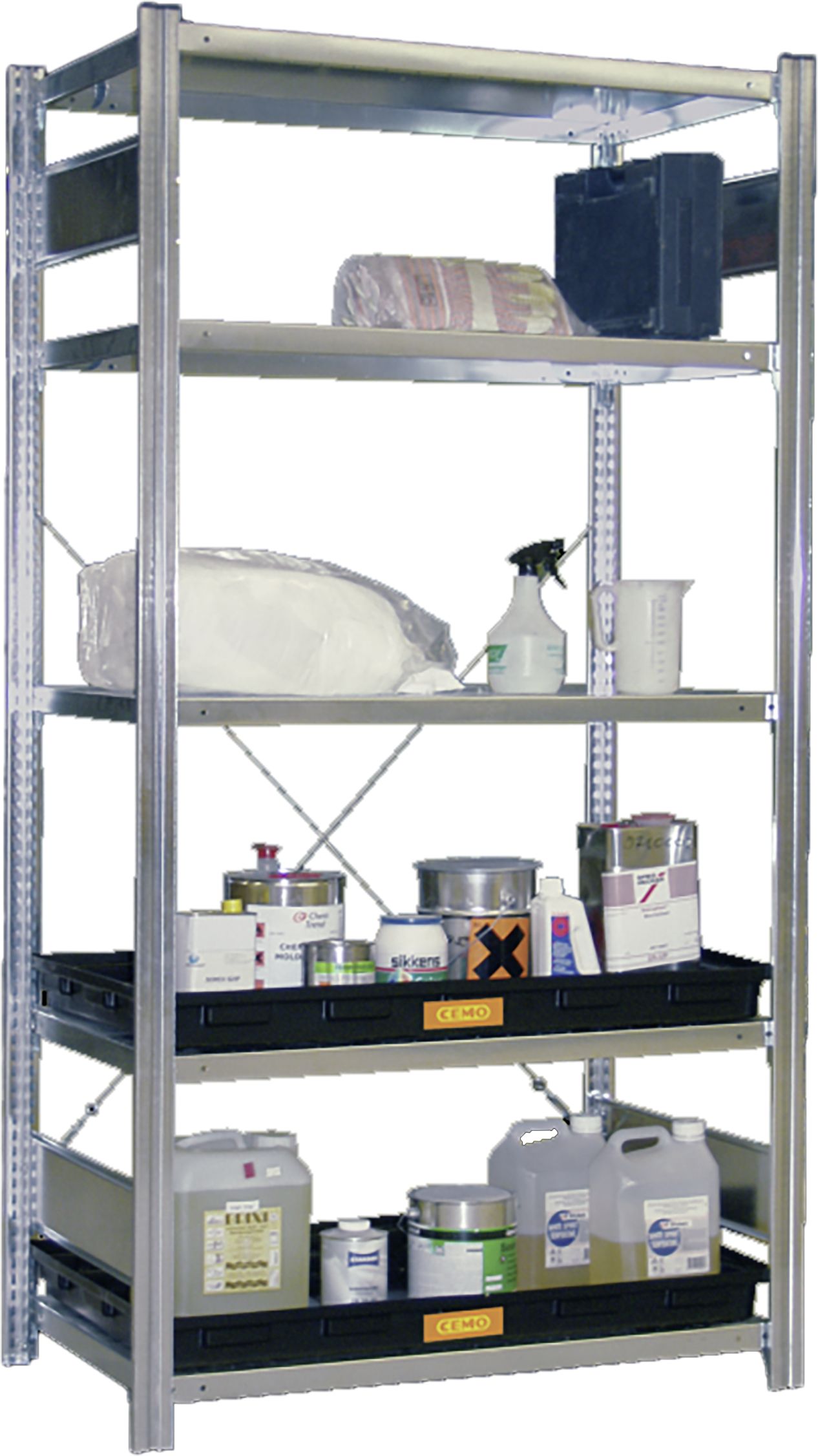 Cemo Gefahrstoffregal "10/20" 106 x 200 x 63 cm Grundregal mit 5 Böden, 8091