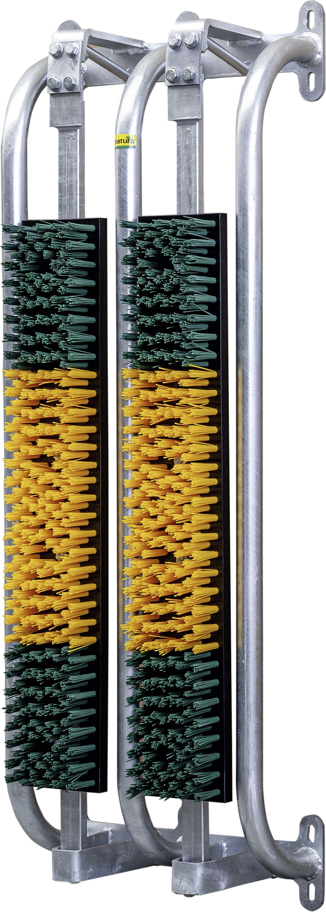 Patura Kuhbürste 500 x 1.400 mm für Bullen, Milchkühe und Mutterkühe, mit Schutzkorb, gefedert, 334050