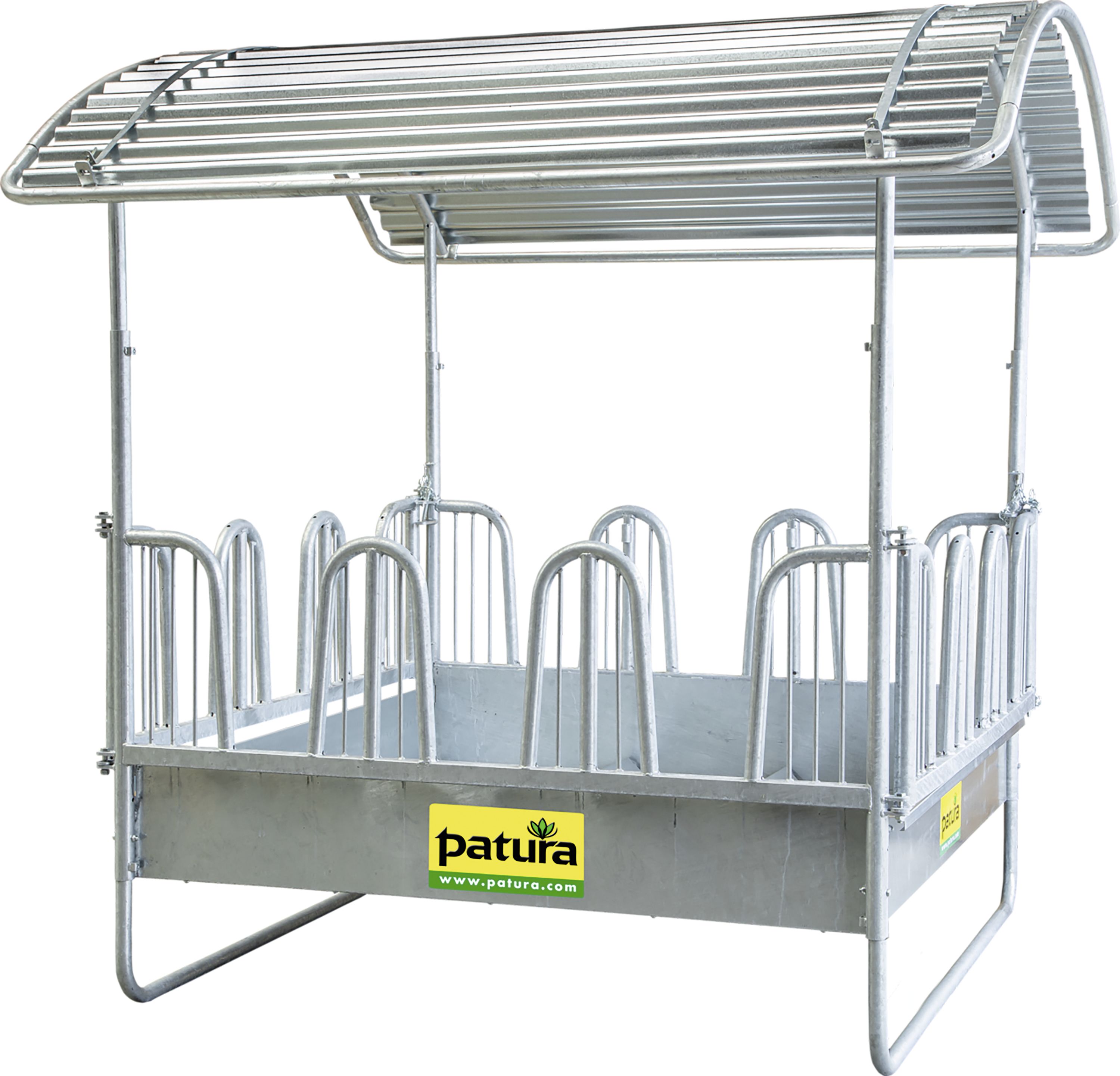 Patura Heuraufe "Compact" 2,00 x 2,00 m, 12 Fressplätze, Sicherheits-Palisadenfressgitter, für Pferde, Rinder, 303683
