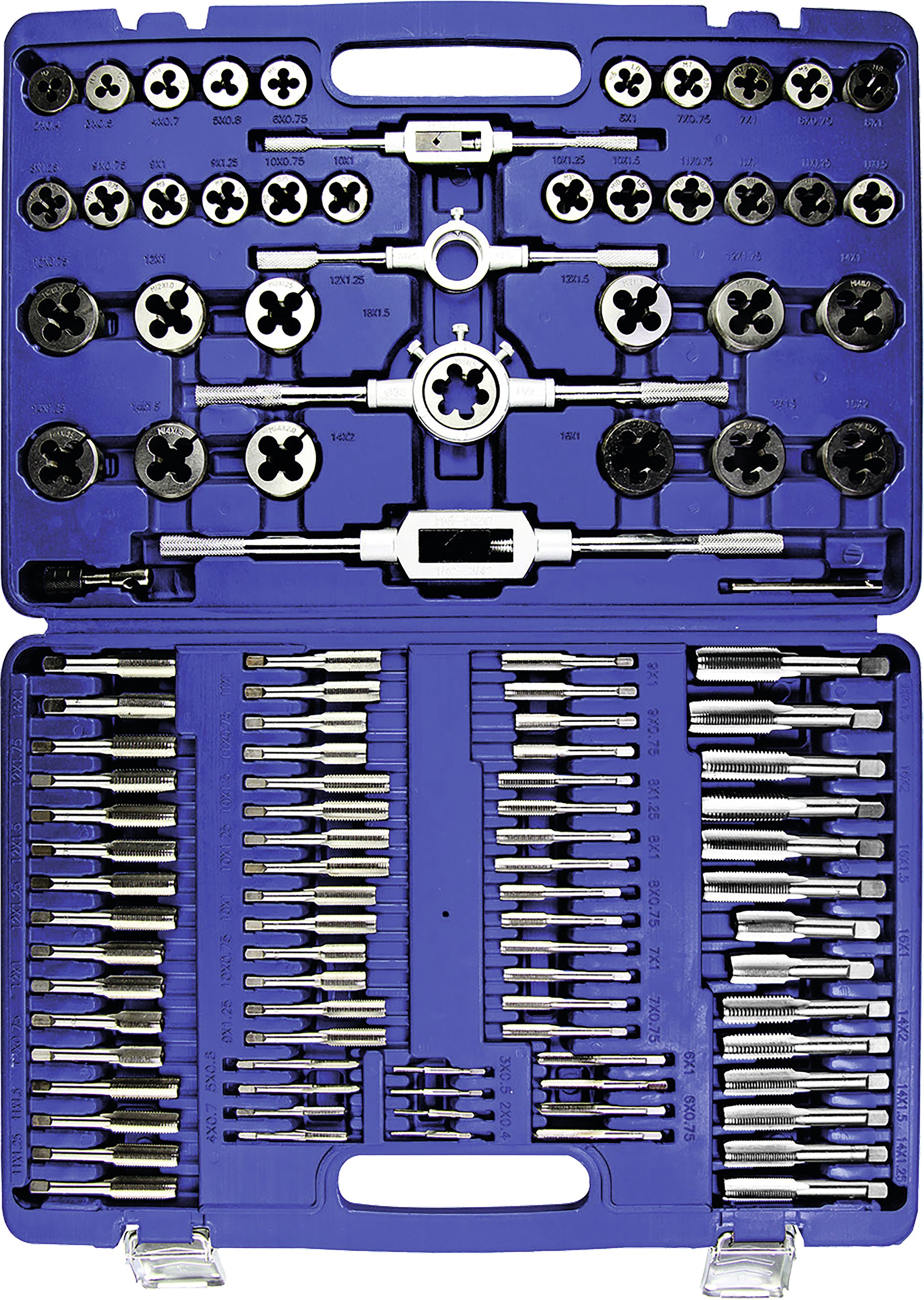 KUNZER Gewindeschneidsatz für Reparatur und Neuanfertigung metrischer Gewinde von M 2 – M 18, 110-teilig, im Koffer, 7GSS110