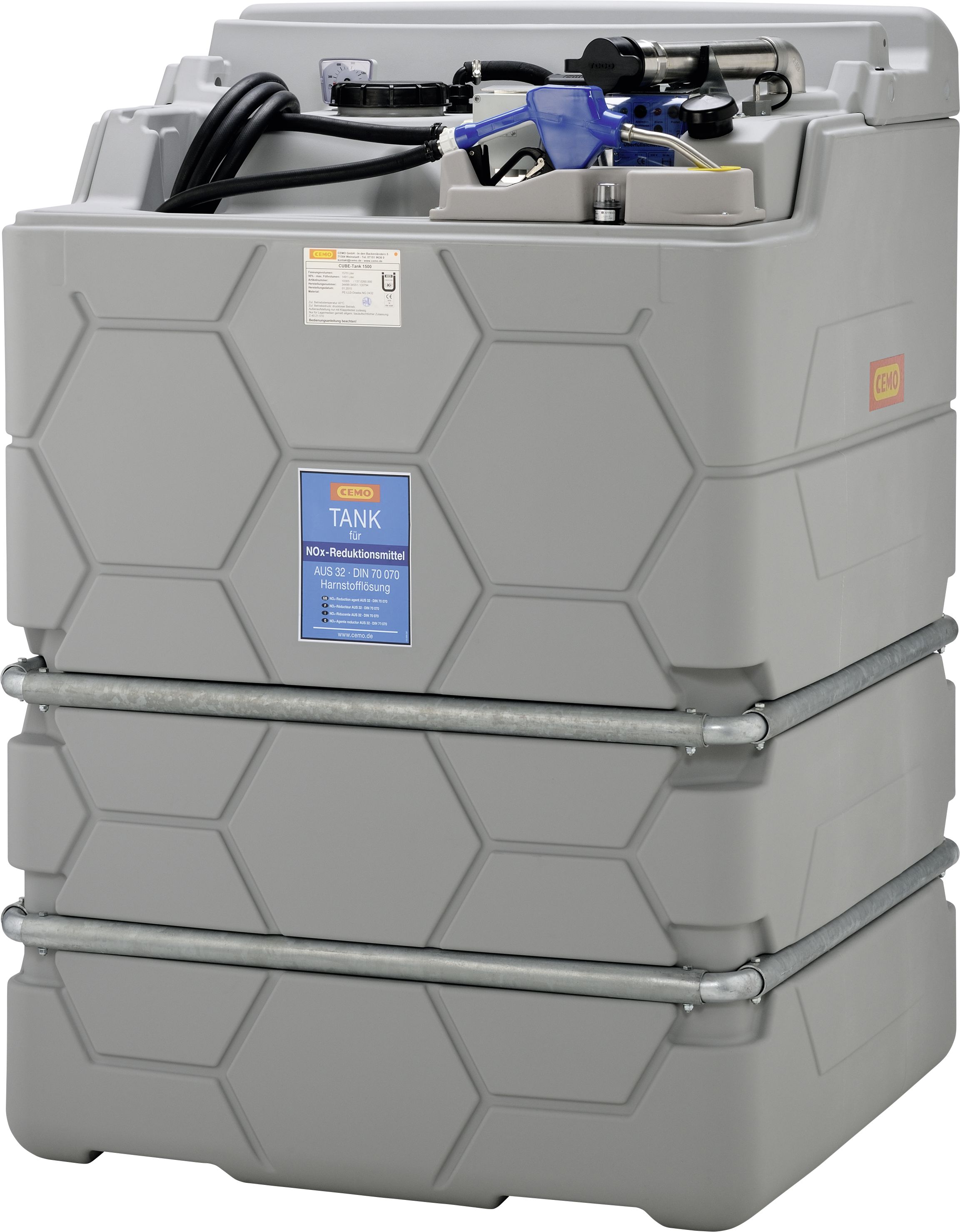 Cemo Tankanlage "Cube Adblue Indoor Basic" 1.500 l, für AdBlue , stationär, 230 V-Pumpe, ohne Deckel, 10301