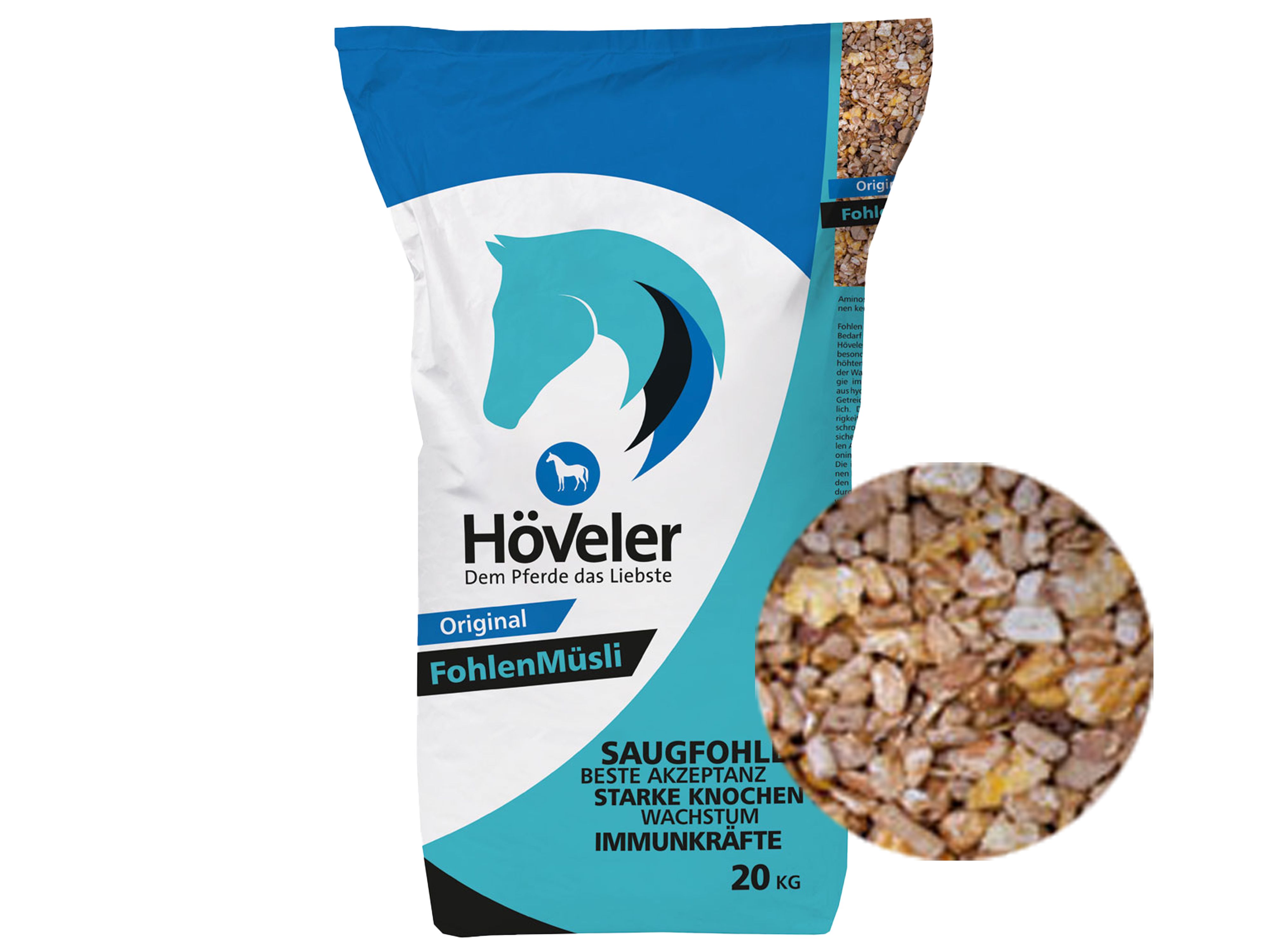 Höveler Fohlenmüsli Fohlenfutter, Aufzuchtfutter für Pferde im Wachstum 20 kg Sack