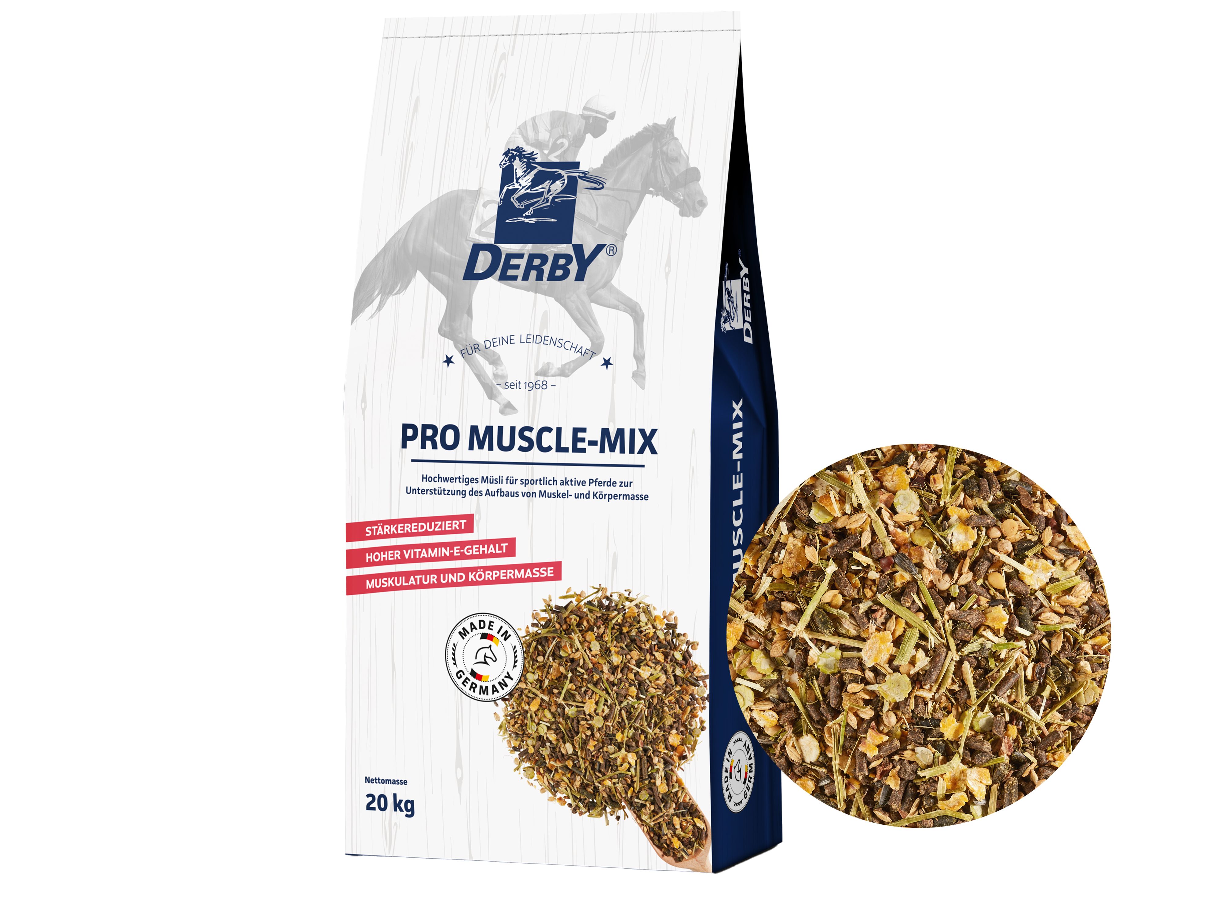 DERBY Pro Muscle-Mix energiereiches Müsli für Sportpferde und Pferde im Aufbau 20 kg Sack