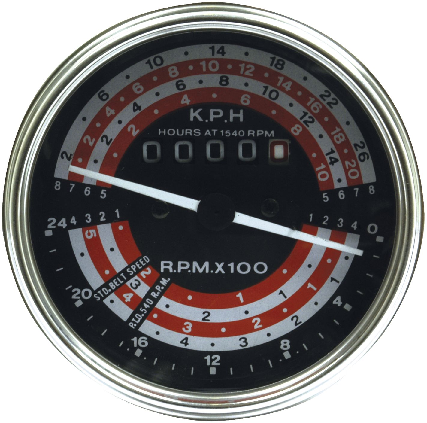 Traktormeter Ø 80/89 mm, 0 bis 24 km/h, für Traktor Massey Ferguson 155, 158, 165, 168, 185, 188