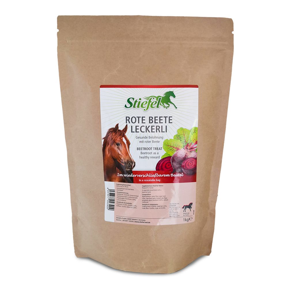 Stiefel Rote Beete Leckerli das getreidefreie Schmankerl für Ihr Pferd 1 kg Beutel