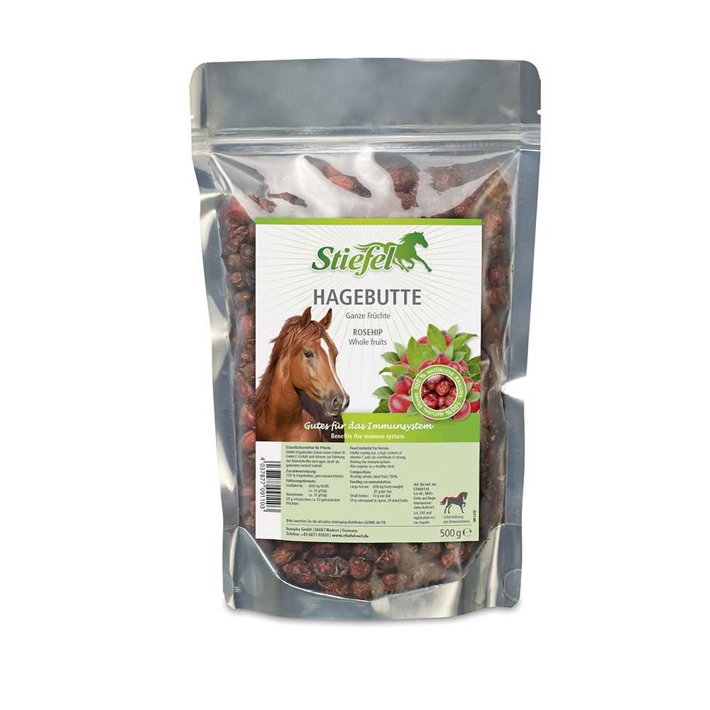 Stiefel Hagebutten die heimische Powerfrucht für Ihr Pferd getrocknet 500 g Beutel