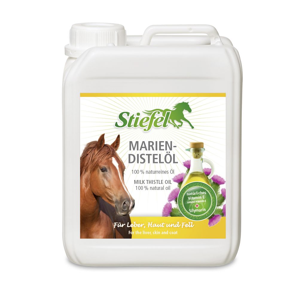 Stiefel Mariendistelöl die ganze Kraft dieses kostbaren Krautes für Ihr Pferd flüssig 5 l Kanister