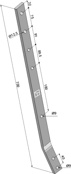 Industriehof Blattfeder 700 x 44 x 6 mm für Fliegl Gülle-Schleppschuhverteiler, 101.007536