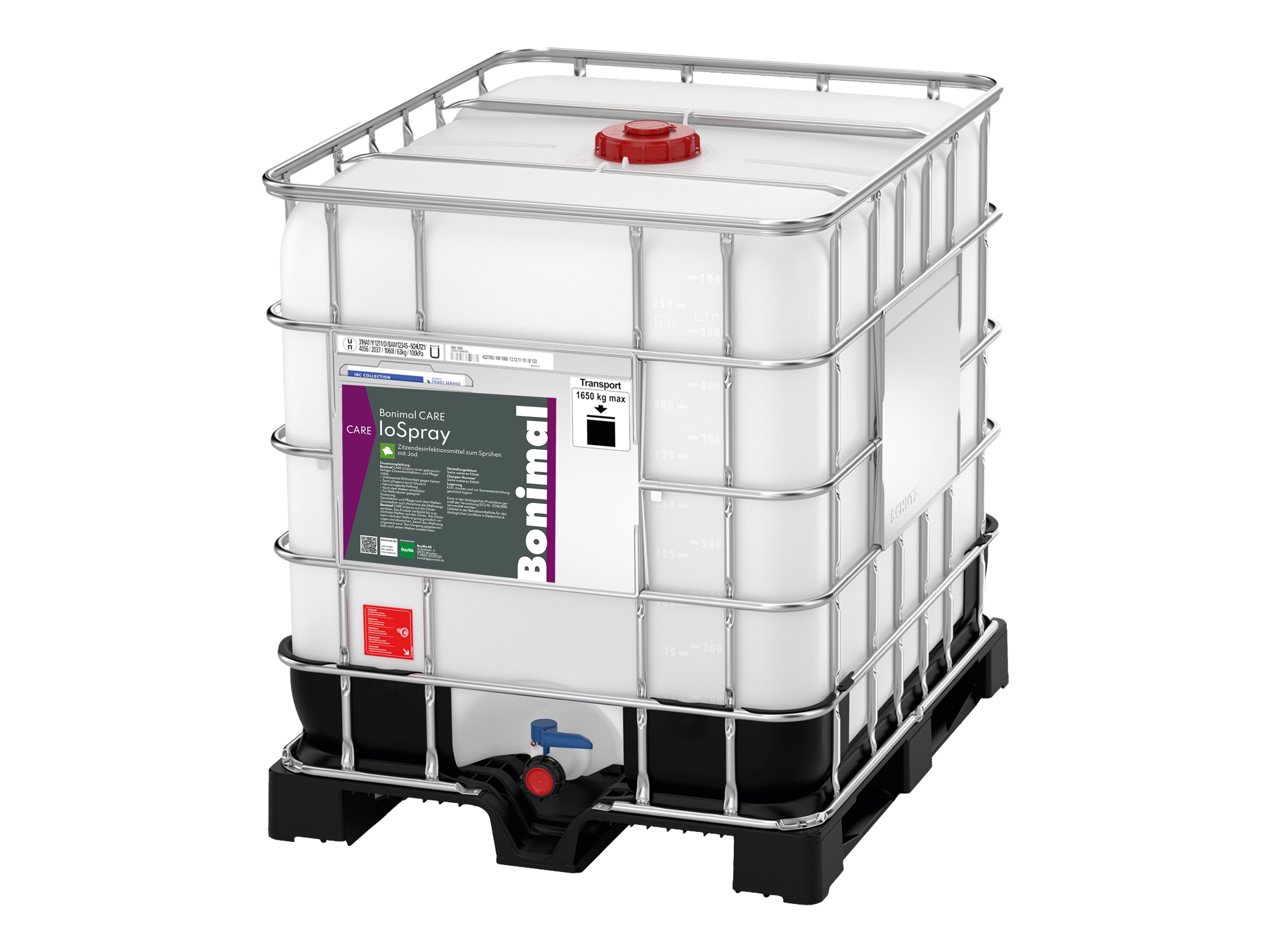 Bonimal CARE IoSpray für Melkroboter geeignetes Dippmittel mit Jod zum Sprühen 1.000 kg IBC
