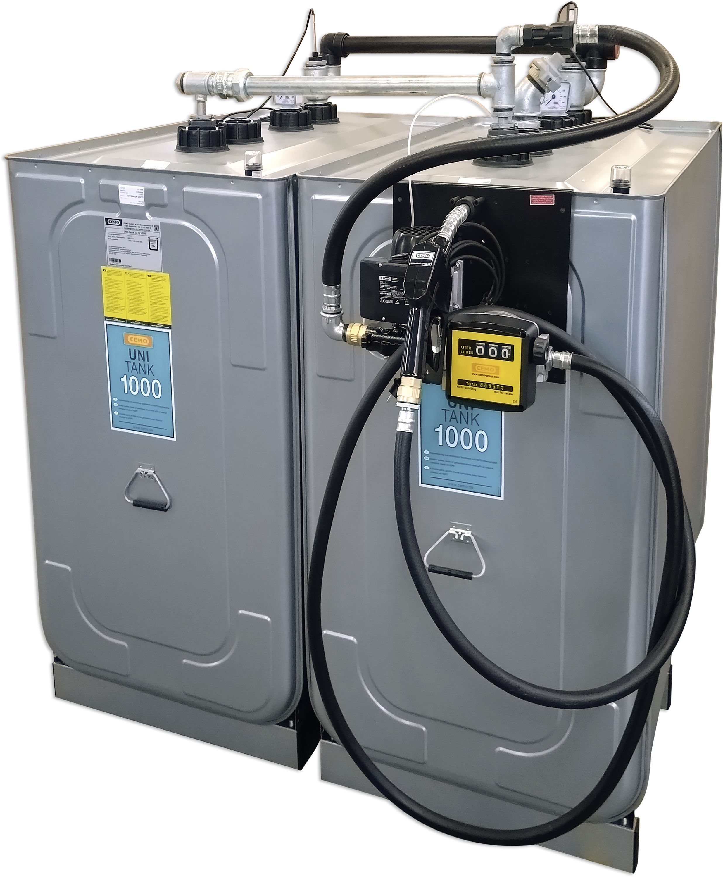 Cemo Tankanlage "Uni" 2.000 l, für Diesel; RME, stationär, 230 V-Pumpe, stationär, 2 x 1.000 Liter-Tank, 10225