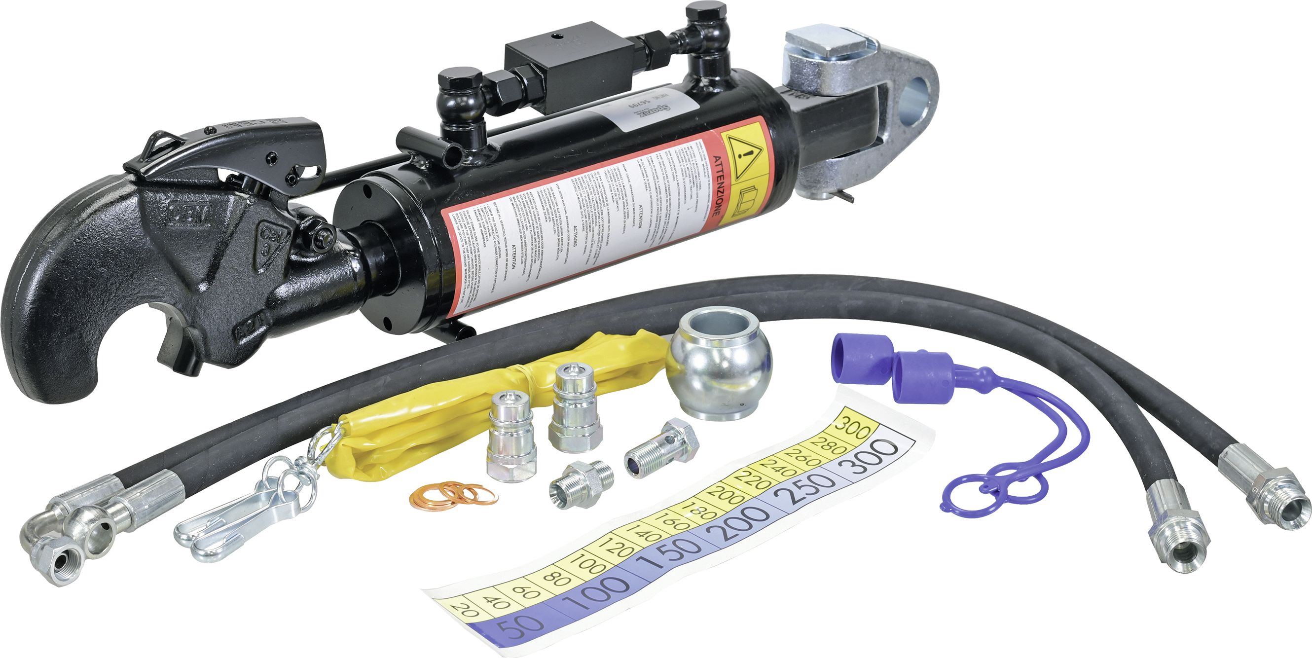 Hydraulischer Oberlenker Kat. 3/28 mm Länge 680 – 895 mm, mit Fanghaken und Gabelgelenk