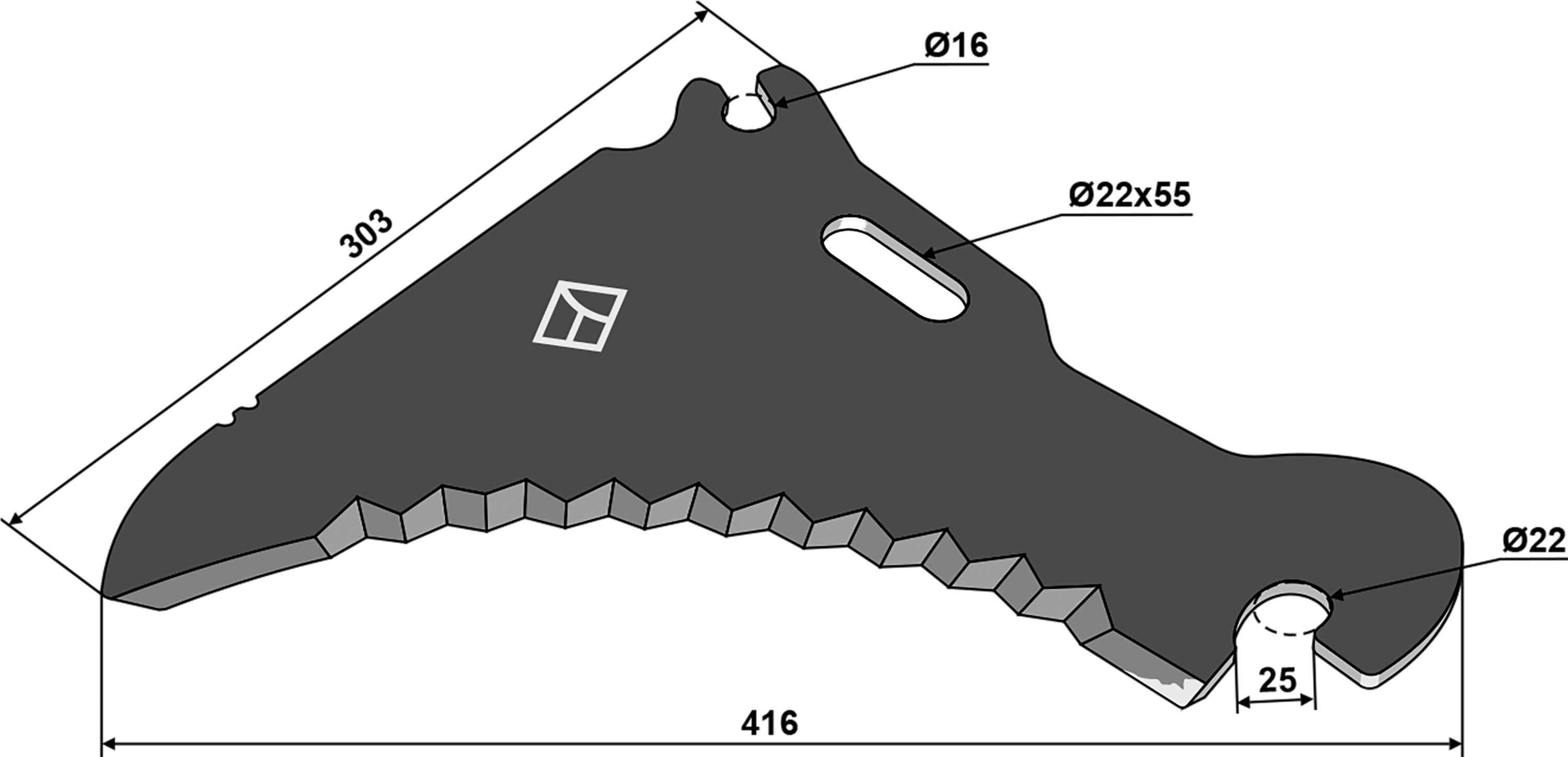 Industriehof Ladewagenmesser 416 x 303 x 5 mm, für Ladewagen Deutz-Fahr, Mengele, Veenhuis, 85-225