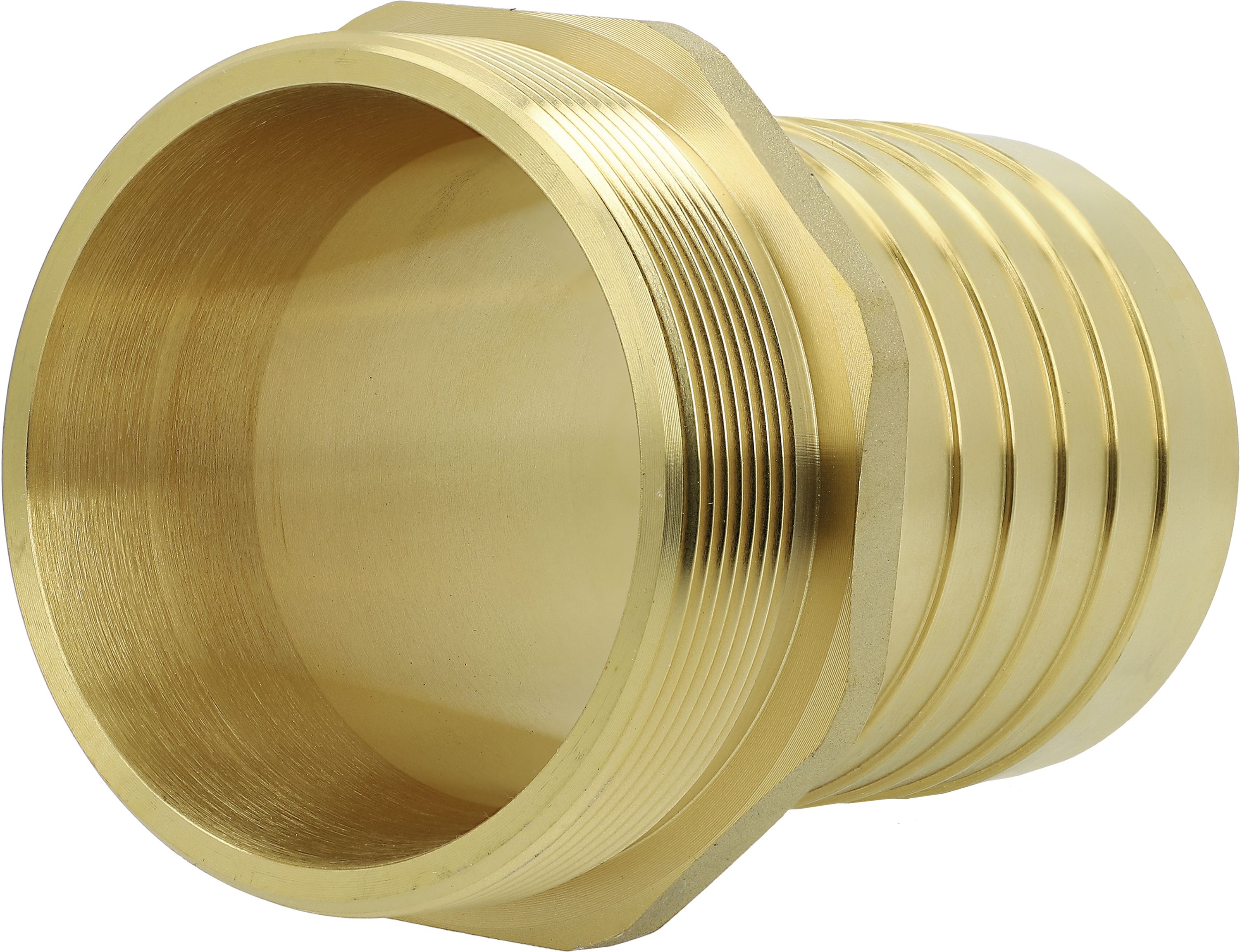 Hücobi Schlauchstutzen, 1 1/2" AG, CuZn (Messing), gerillt, V-Teil, Schelleneinbindung, Außengewinde, 2051 038038