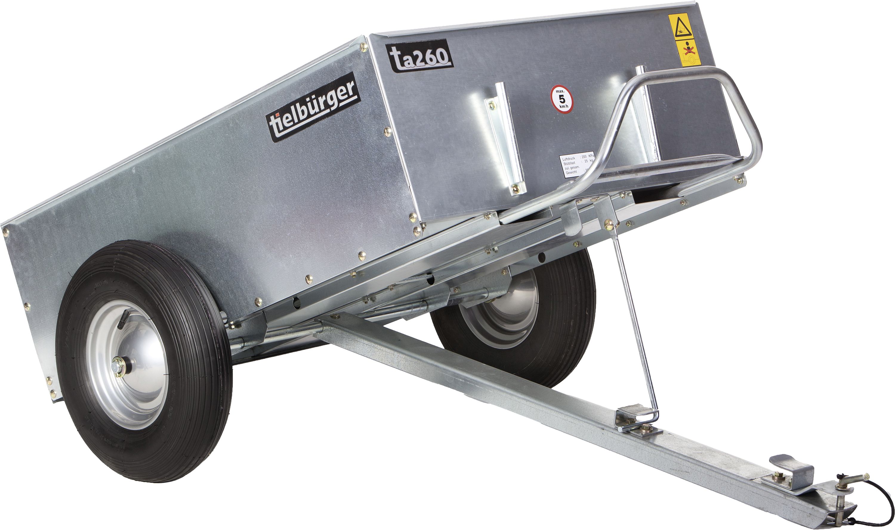 Tielbürger Anhänger "TA260", Tragkraft 200 kg, 1.050 x 750 x 305 mm, für Rasentraktoren, AO-001-002TS