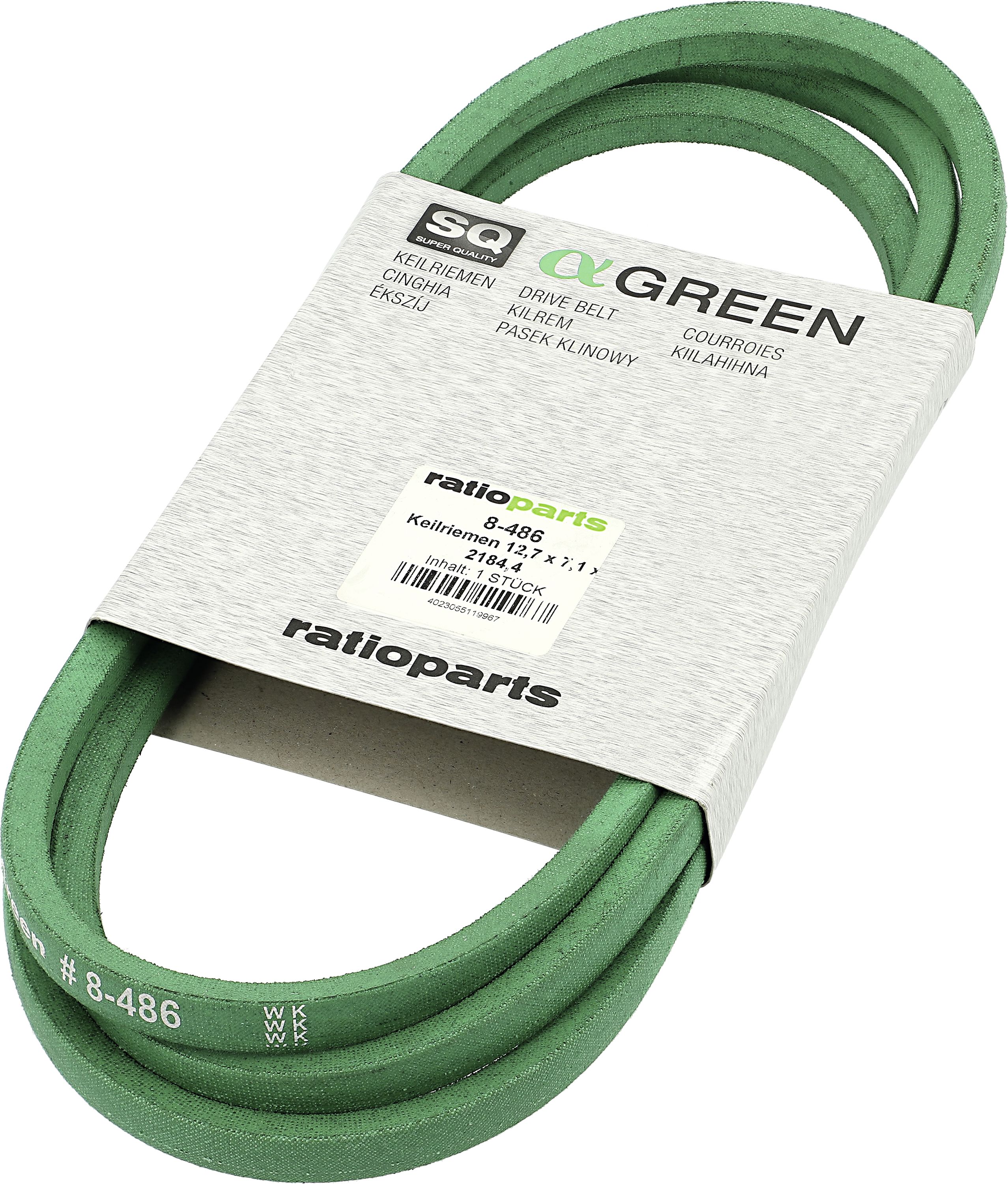 Keilriemen "SQ-aGreen" 12,7 x 2.184 mm/1/2'' x 86" für Aufsitzmäher Husqvarna P, PF, PR, Rider R