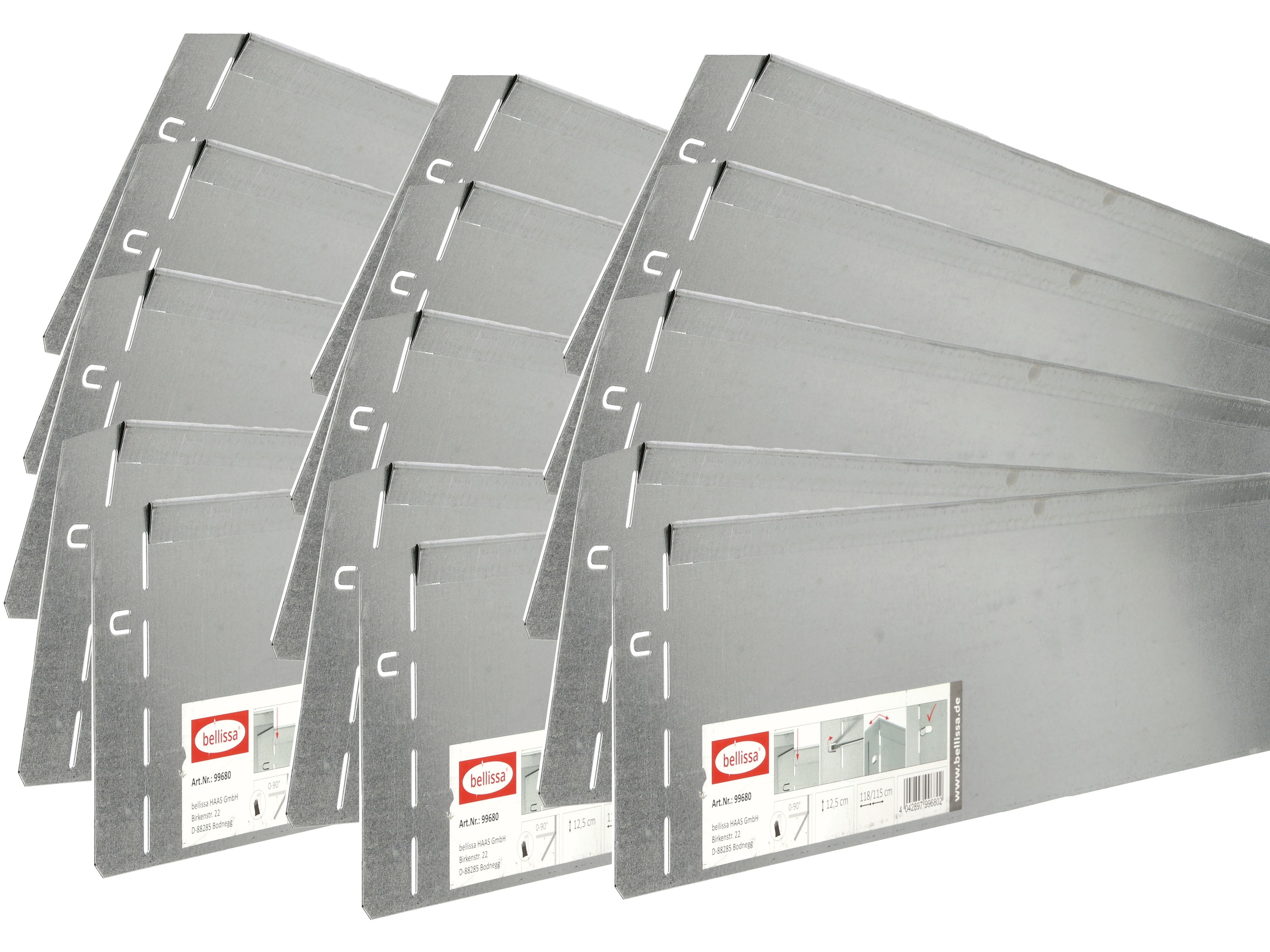 bellissa 15er VK-Set Rasenkante Metall silber 118 x 12,45 cm bestehend aus 15 Stck. a. 118 cm, Nutzlänge 17,25 m