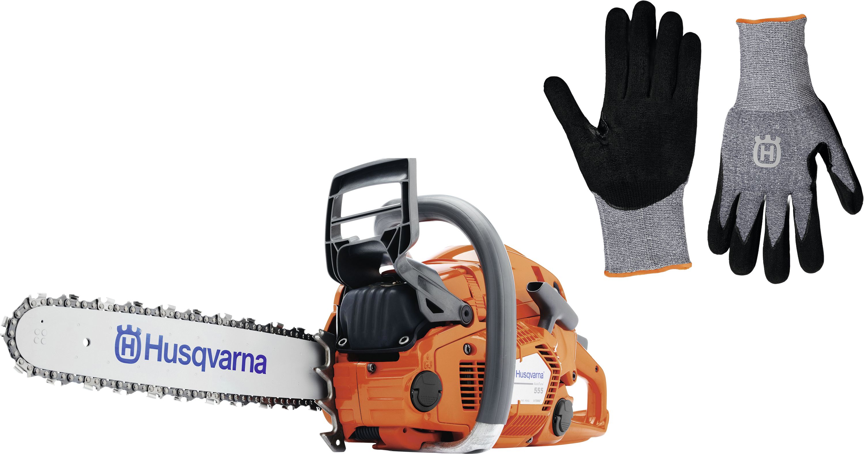 Husqvarna Benzin-Kettensäge "555" 3,1 kW (4,2 PS) Schienenlänge 45 cm, mit Handschuhen, 9705012-18