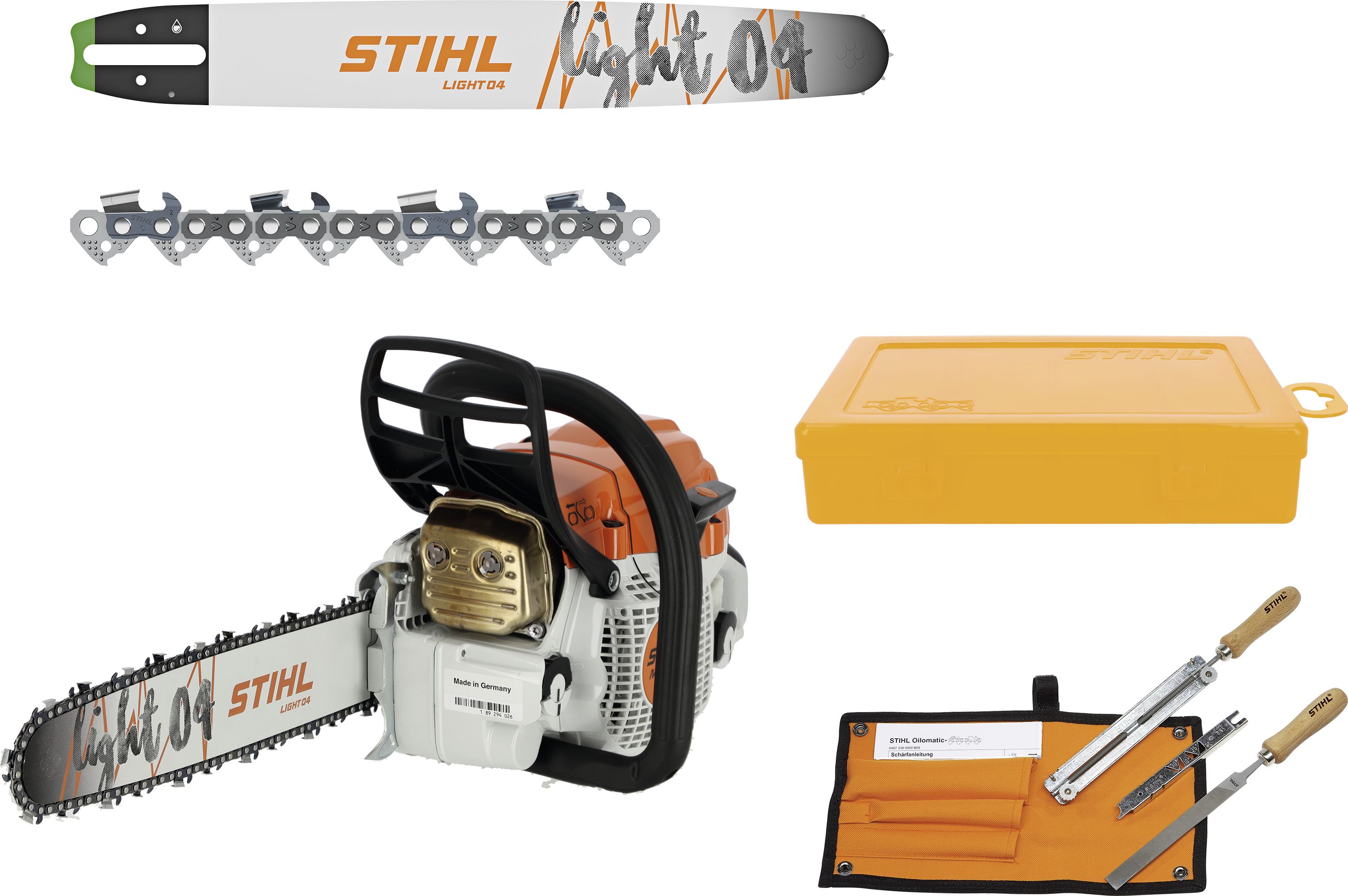 STIHL Benzin-Kettensäge "MS 261 C-M" 3,0 kW (4,1 PS) Schienenlänge 40 cm, ohne Griffheizung, mit 2 Ketten, 2 Schienen, Zubehör, 1141 200 0647