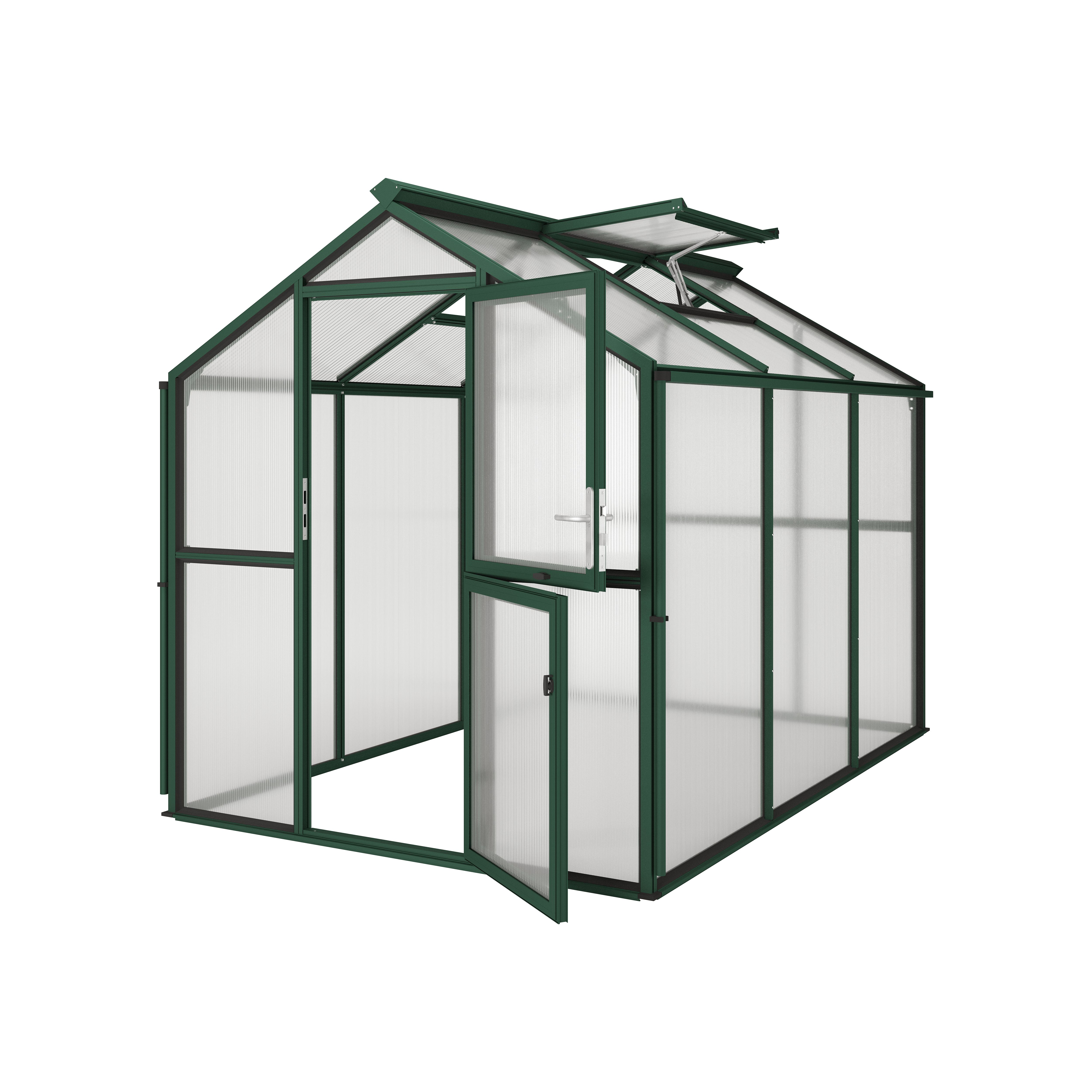 KGT Gewächshaus Galant III tannengrün Drehtür geteilt (abschließbar)