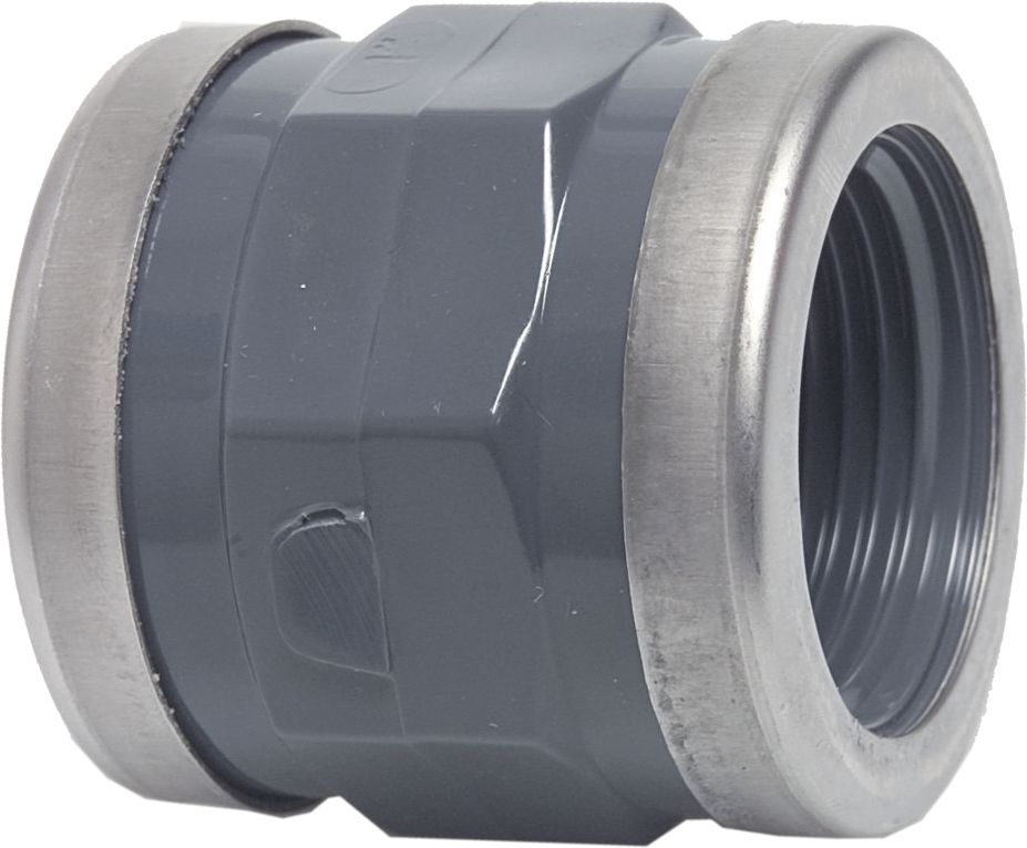 Verbinder gerade, Edelstahlringe 3" IG, 10 bar