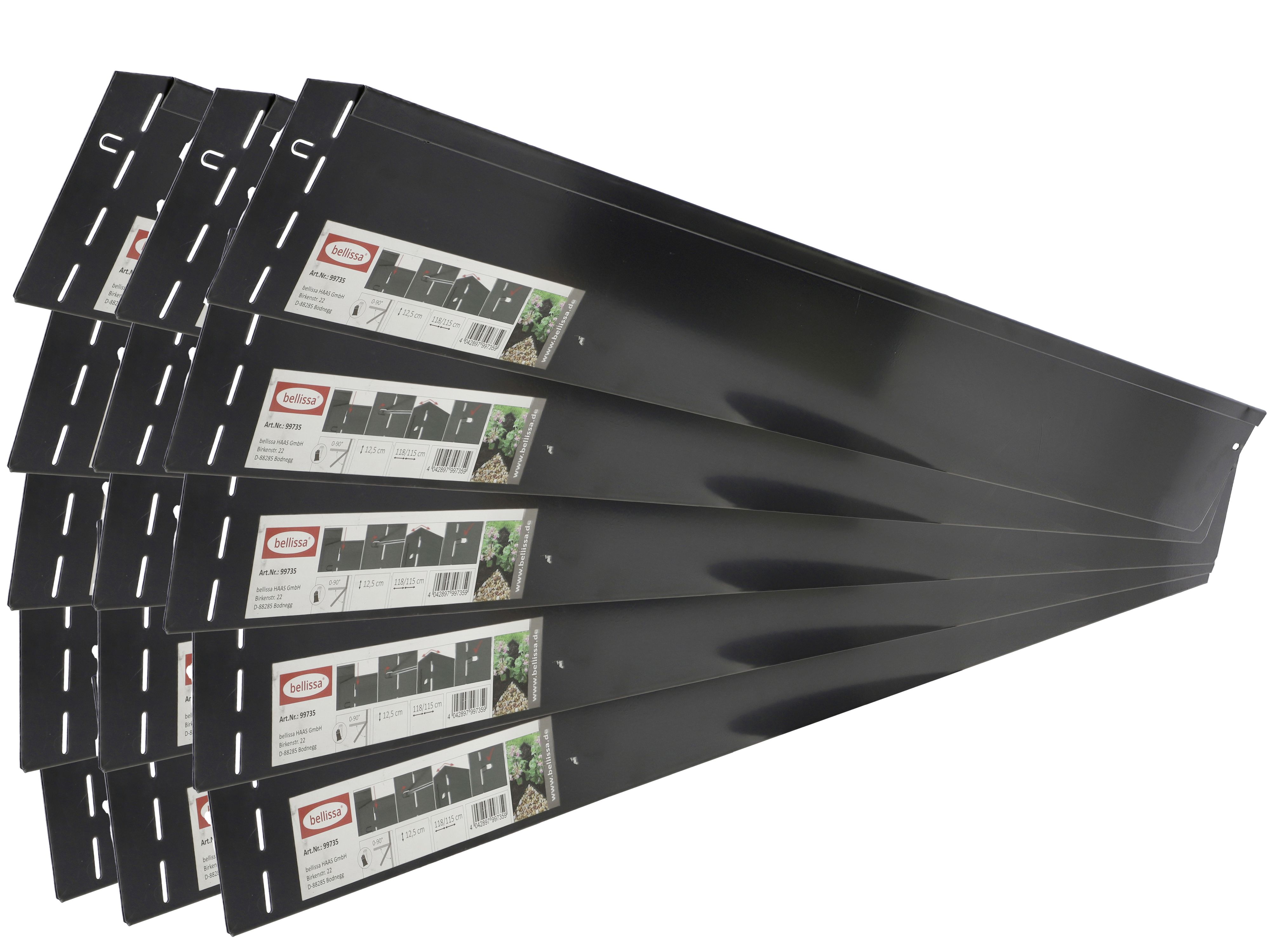 bellissa 15er VK-Set Rasenkante Metall Metall anthrazit 118 x 12,5 cm bestehend aus 15 Stck. a. 118 cm, Nutzlänge 17,25 m
