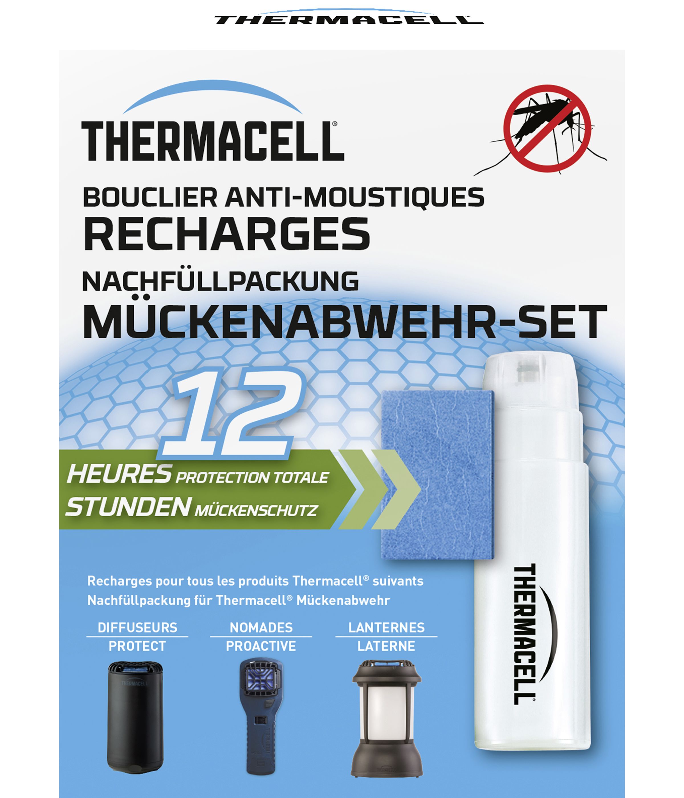 Thermacell Mückenabwehr Nachfüllpackung + 12 Stunden Schutz (3 Wirkstoffplättchen und 1 Gaskartusche)