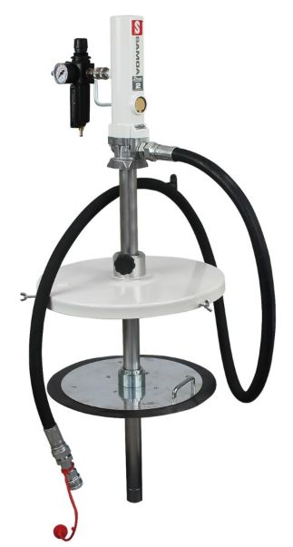 SAMOA Druckluft-„Füllmeister“ DPZ-2/25 stationär, Fettfolgedeckel 285–341 mm, Staubschutzdeckel 312–362 mm 41537