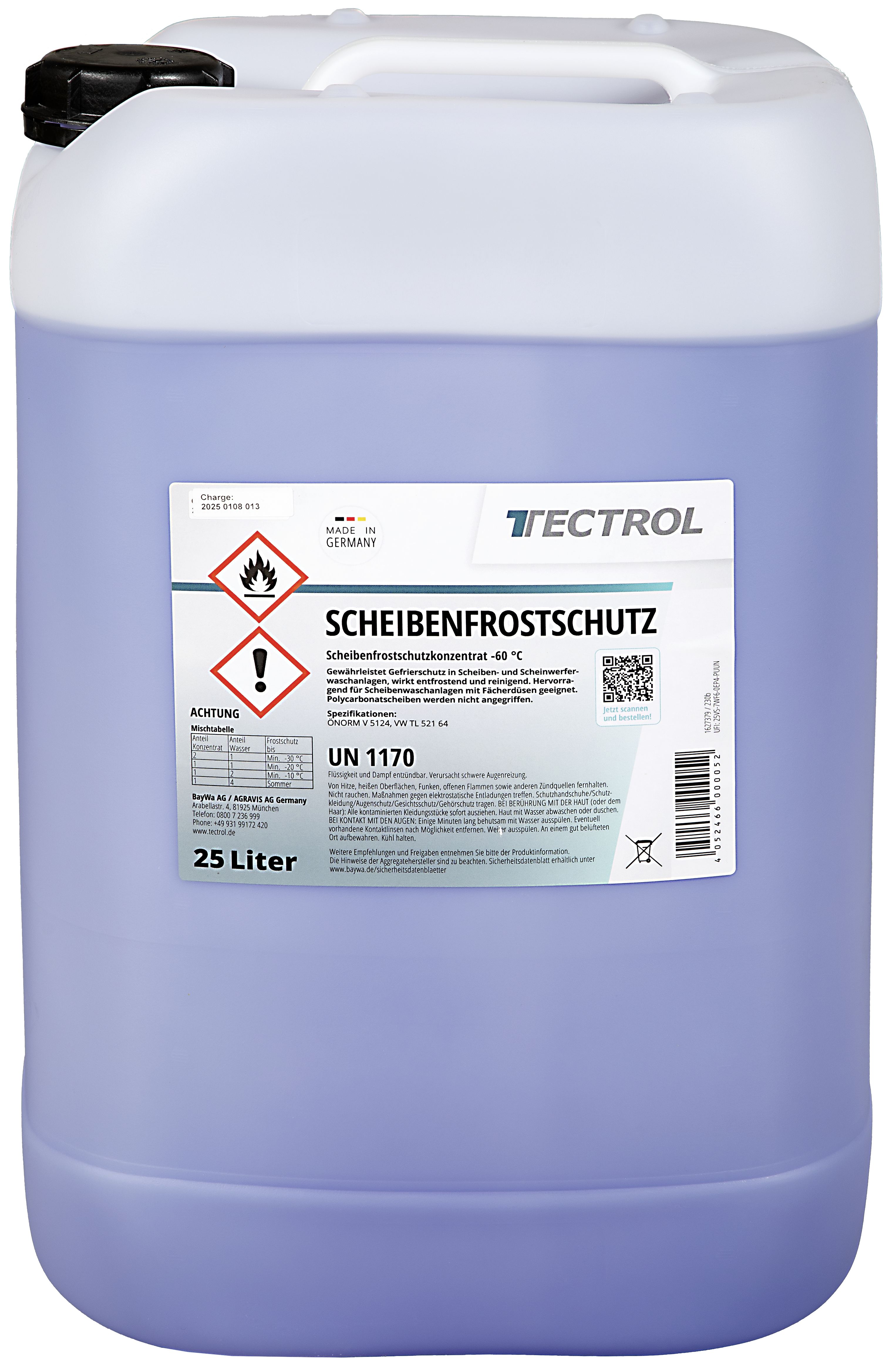 TECTROL SCHEIBENFROSTSCHUTZ 25 l Kanister Scheibenfrostschutzkonzentrat -60 °C, Scheibenwischwasser, Scheibenreiniger