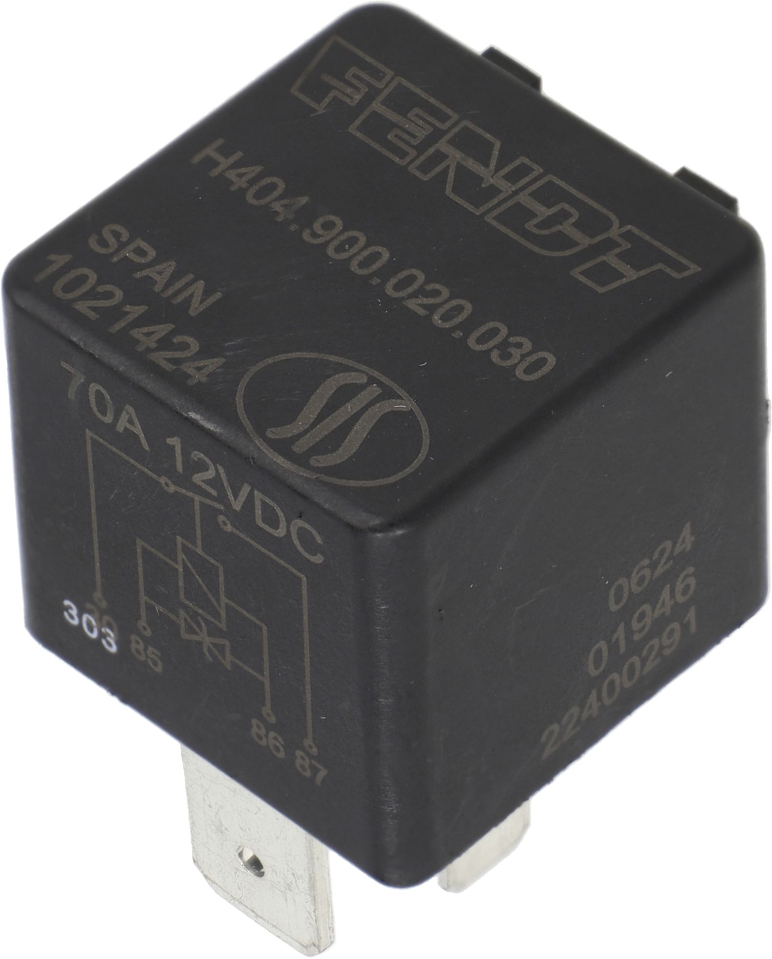 Fendt Relais mit Haltelasche, Schließer, 12 V 70 A, 4-polig, für Elektrik Traktor, Selbstfahr-Pflanzenschutzspritze, Feldkäcksler, H404900020030